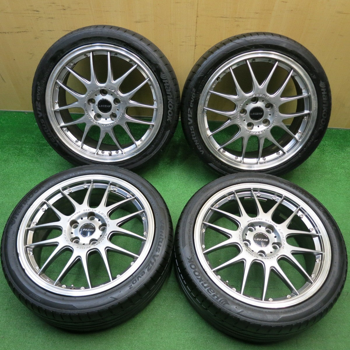 4本価格！22年★LEGZAS MODERNO DESIGN Stich 215/45R18 ハンコック VENTUS V12 evo2 シュティッヒ レグザス 18インチ PCD114.3/5H★5122507HAノ