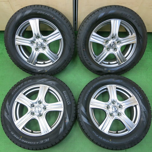*送料無料* バリ溝！21年！キレイ！ほぼ10分★スタッドレス 215/60R16 ピレリ アイスアシンメトリコ プラス VELVA ヴェルヴァ 16インチ PCD114.3/5H★4042914イス