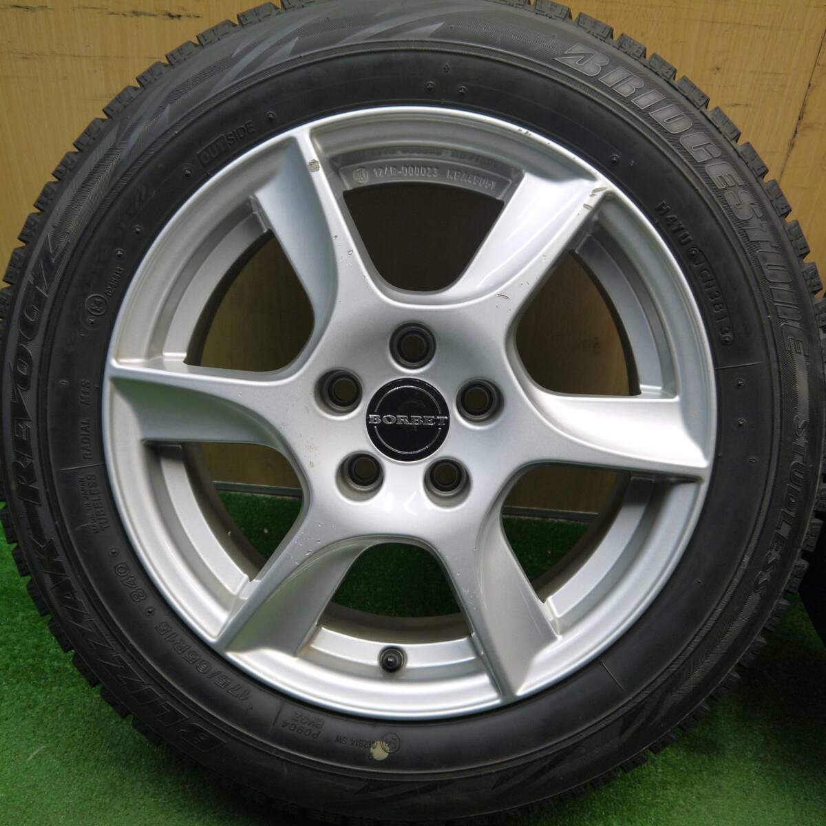 4本価格★ワーゲン等 BORBET 175/65R15 スタッドレス ブリヂストン ブリザック REVO GZ ボルベット PCD100/5H★5031706Hス