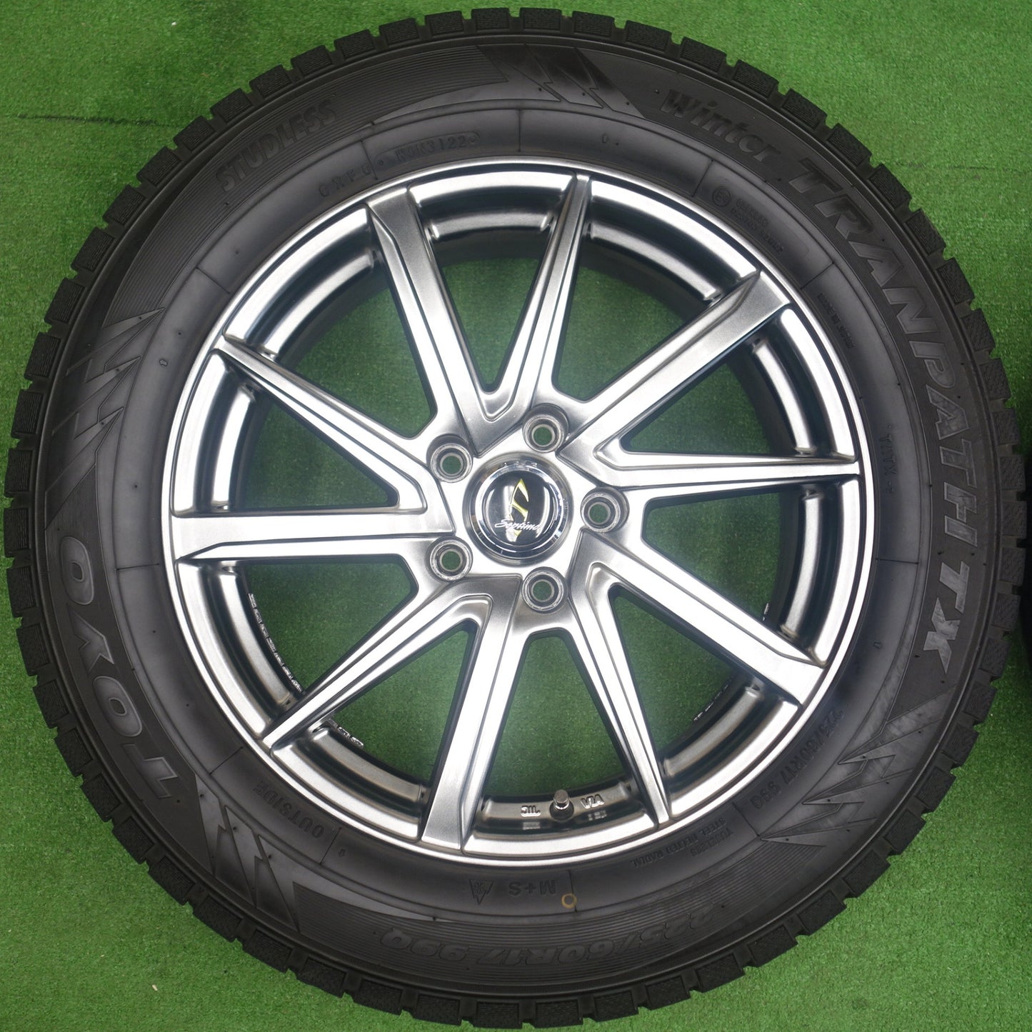 バリ溝！22年！キレイ！9.5分以上★WORK Septimo G01+ 225/60R17 スタッドレス トーヨー ウインター トランパス TX ワーク セプティモ 17インチ PCD114.3/5H★6030501KTス