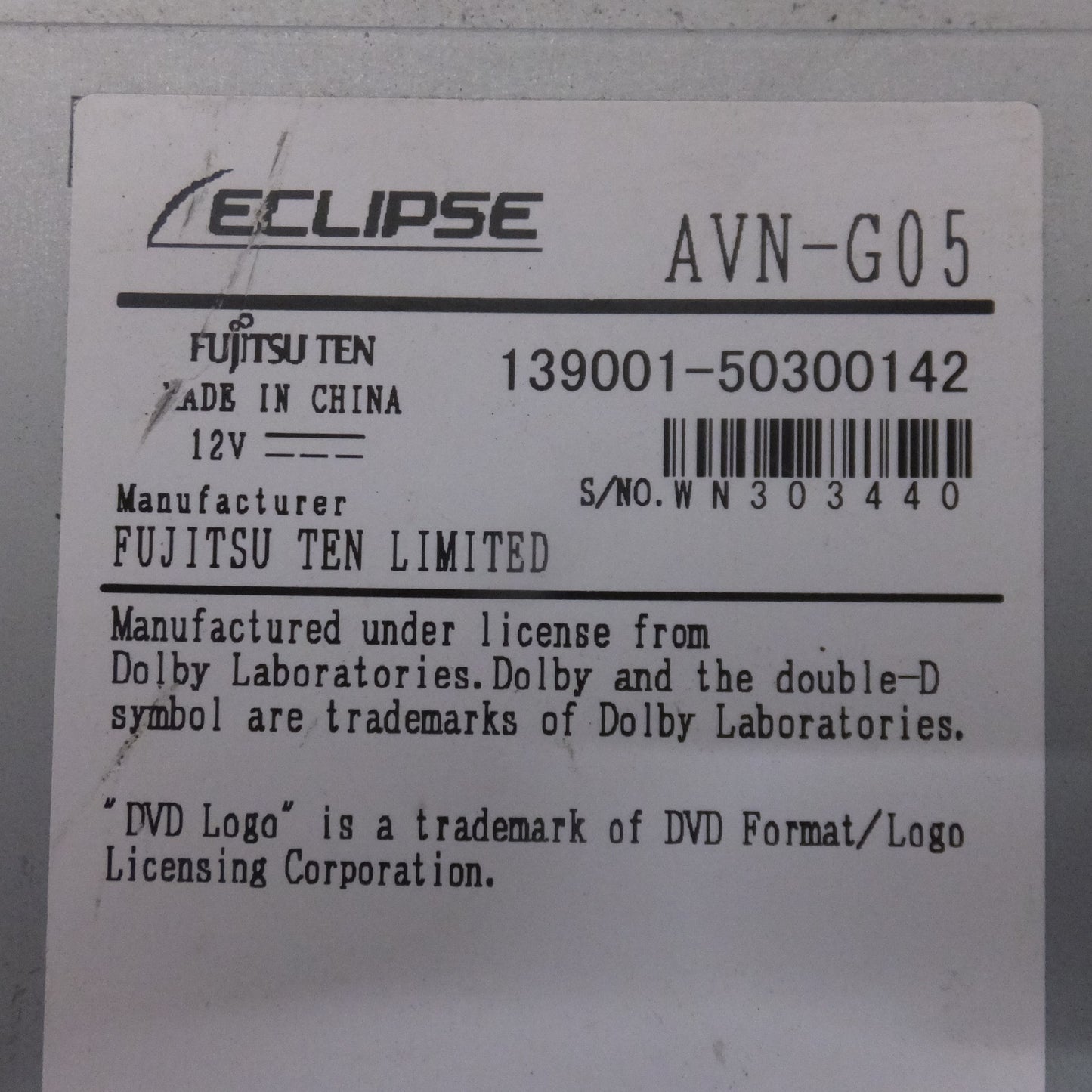 [送料無料] ★富士通テン イクリプス ECLIPSE メモリーナビゲーション AVN-G05[18]★