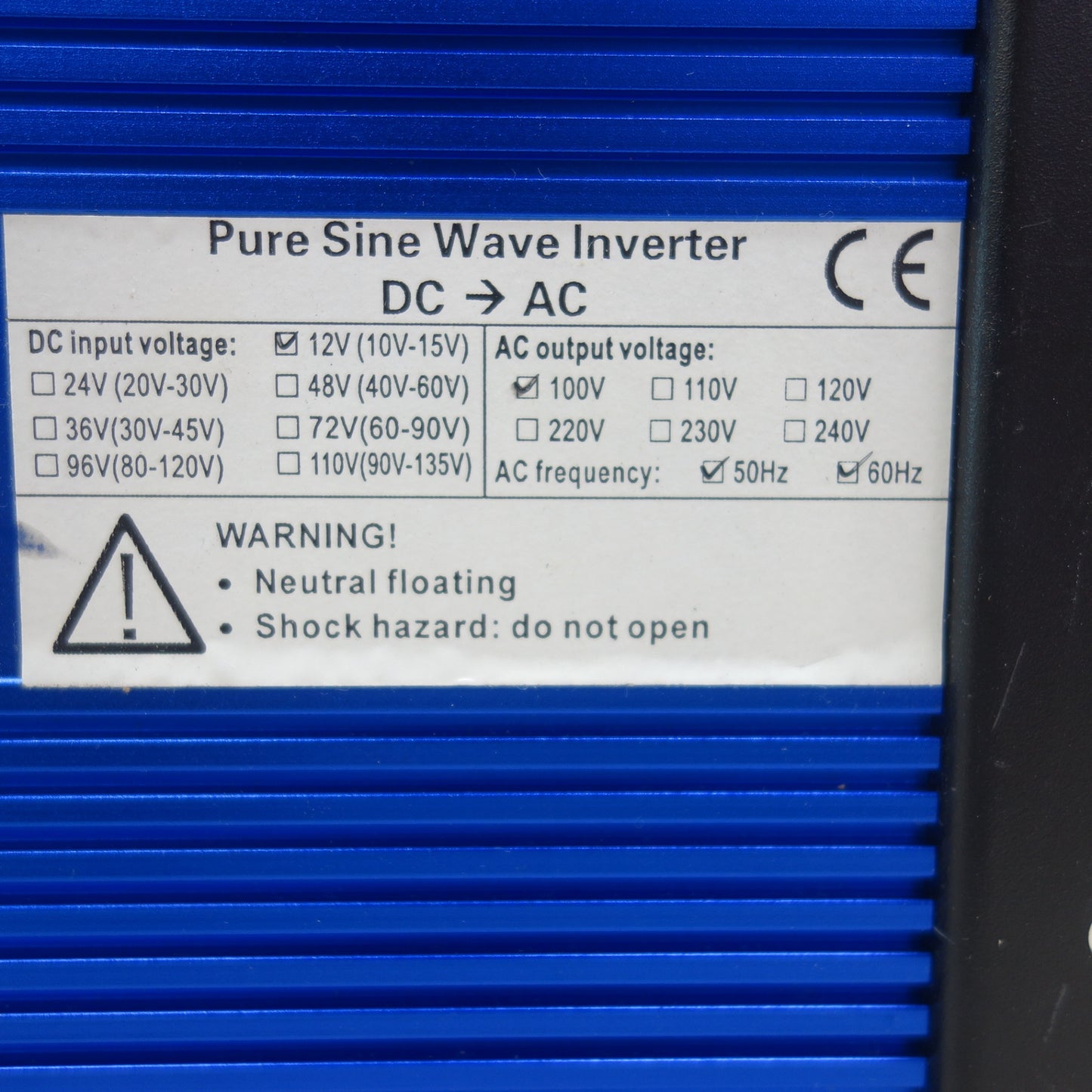 [送料無料] ☆ReBIRTH インバーター 1000W DC12V→AC100V 12V(10V-15V) 100V 50Hz 60Hz☆