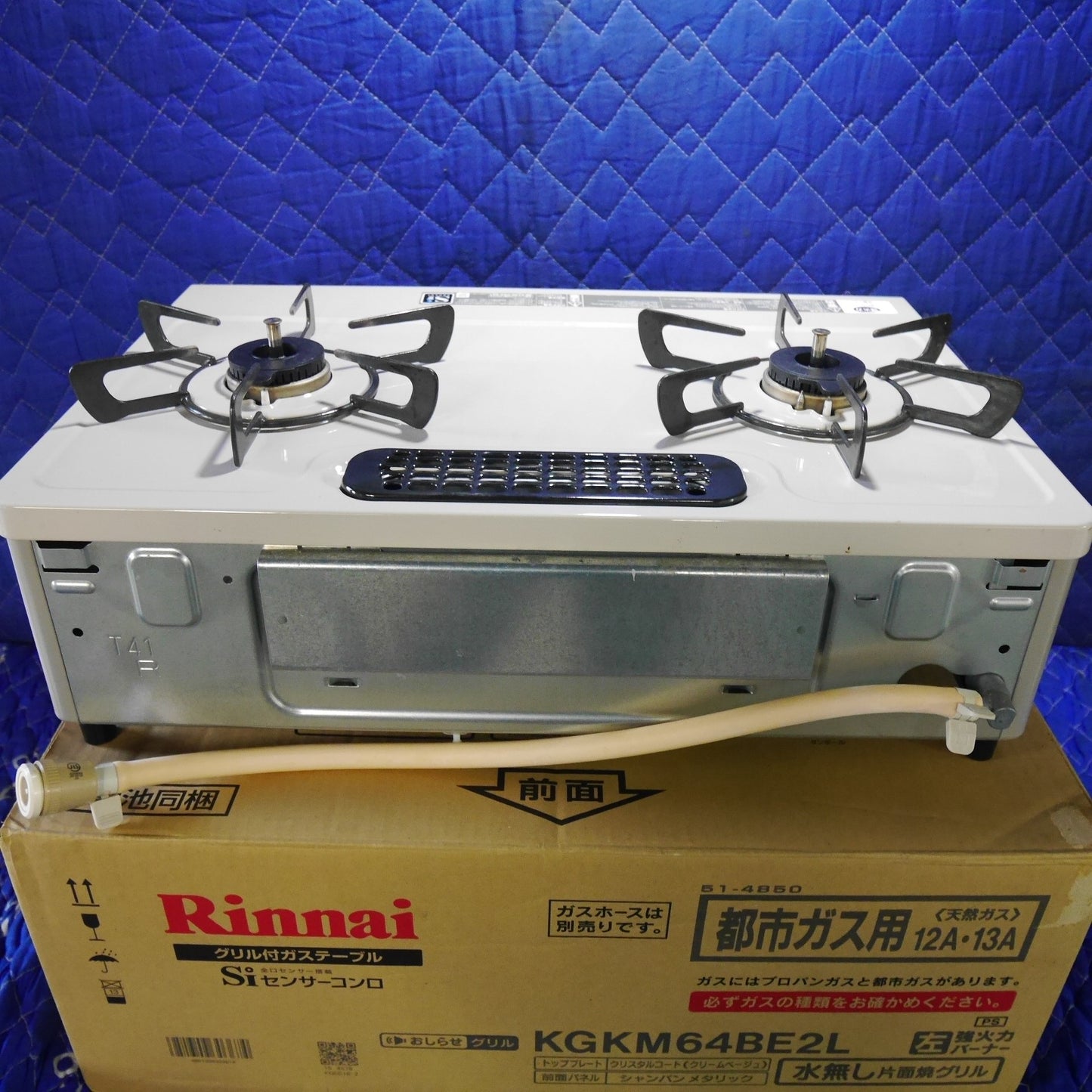 [送料無料] キレイ☆Rinnai リンナイ ガス テーブル コンロ KGKM64BE2 L RT64JH2 都市ガス用 左強火 2018年製☆