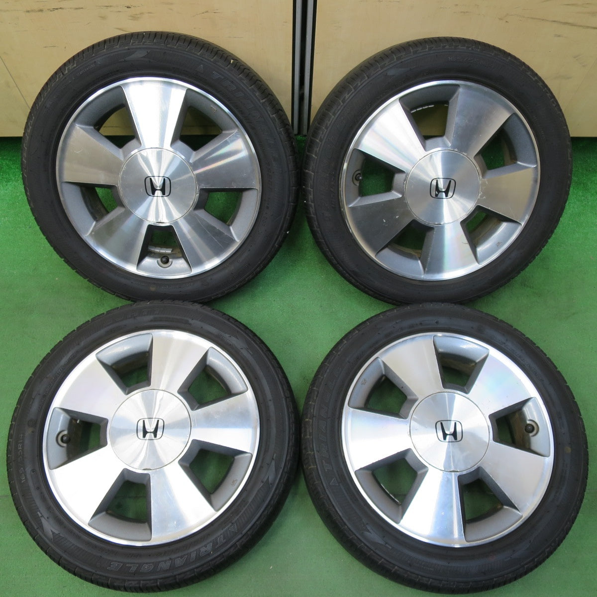 [送料無料] バリ溝！21年！8.5分★ホンダ ゼスト 純正 165/55R14 トライアングル SJHTT 14インチ PCD100/4H★4103001イノ