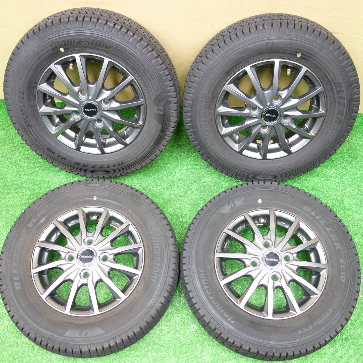 バリ溝！22年！キレイ！9.5分★スタッドレス 145/80R12 80/78N ブリヂストン ブリザック VL10 BALMINUM バルミナ AR12 12インチ PCD100/4H★5112102KTス