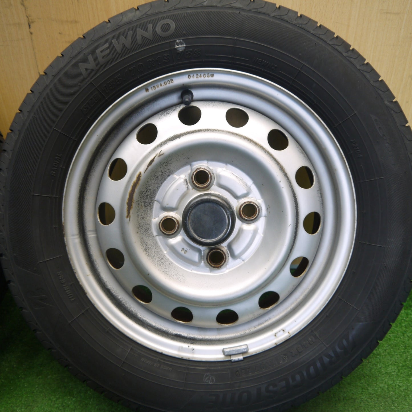 4本価格！23年★155/70R13 ブリヂストン NEWNO スチール ホイール ニューノ 13インチ PCD100/4H★6041303Hノ