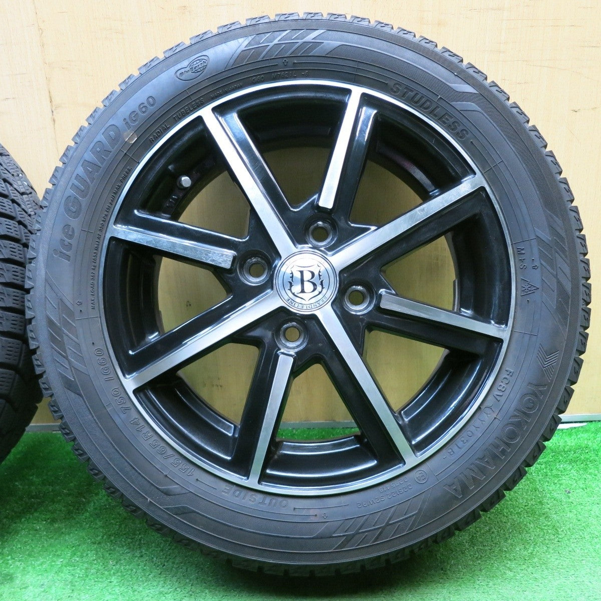 バリ溝！8.5分★スタッドレス 155/65R14 ヨコハマ アイスガード iG60 BRANDLE-LINE ブランドルライン 14インチ PCD100/4H★5031602NJス