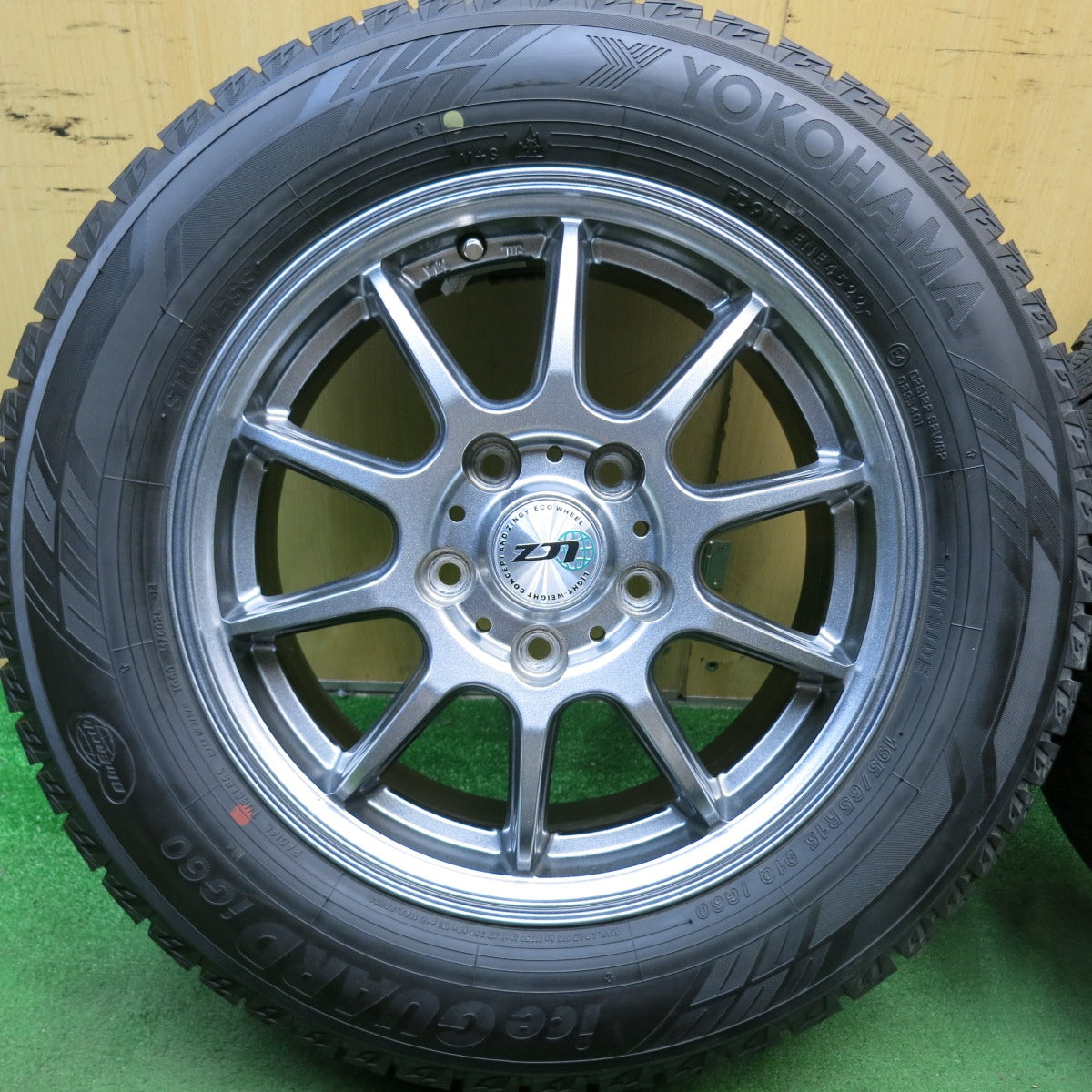 バリ溝！22年！キレイ！9.5分★スタッドレス 195/65R15 ヨコハマ アイスガード iG60 LCZ 社外 アルミ 15インチ PCD114.3/5H★5062815HAス