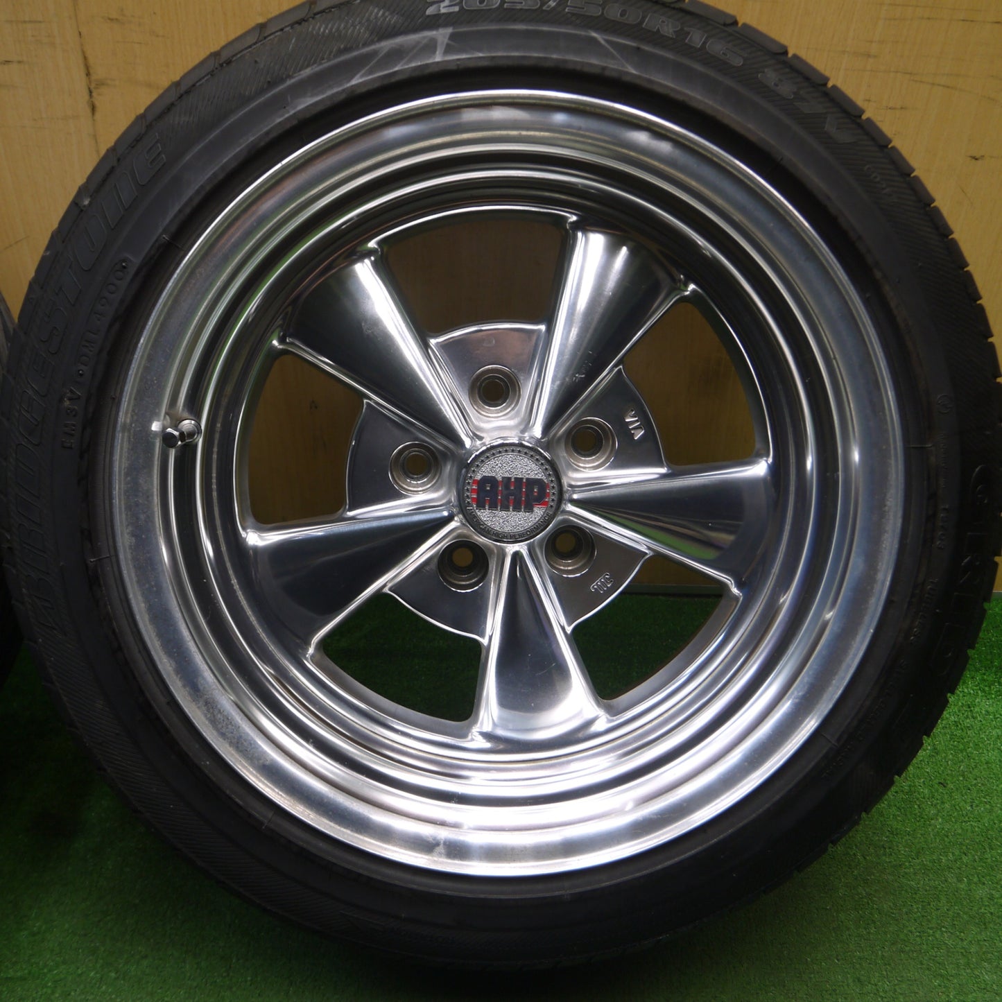 [送料無料] バリ溝！9.5分 レア★AHP C5S AMERICAN HIGH PERFORMANCE クレーガー 205/50R16 ブリヂストン ダンロップ アメリカン ハイパフォーマンス PCD114.3/5H★5030411Hノ