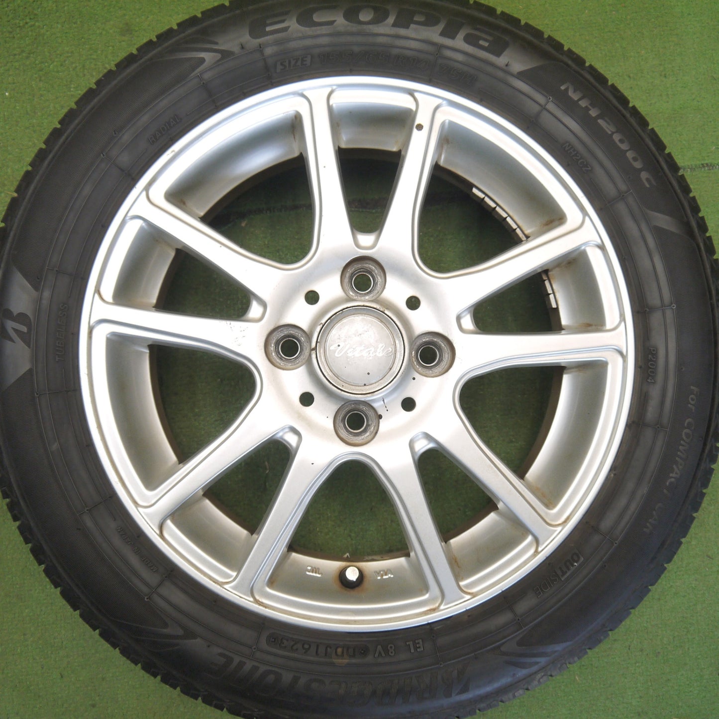 4本価格！23年◎155/65R14 ブリヂストン エコピア NH200C Vitale 社外 アルミ 14インチ PCD100/4H◎6071508Hノ
