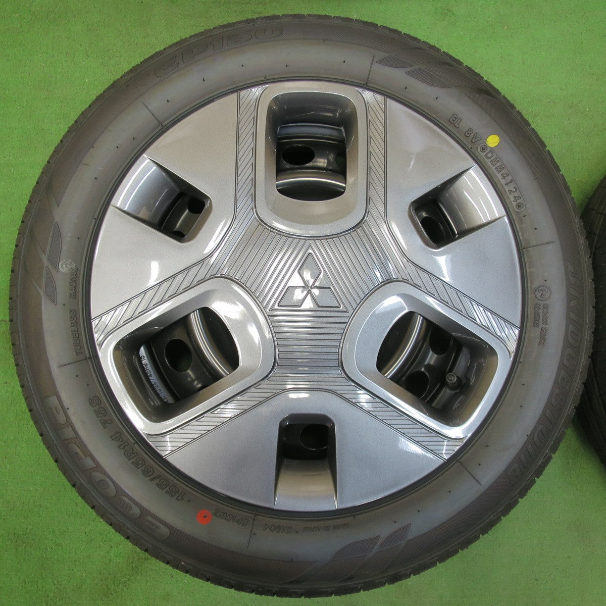 [送料無料] 新車外し！24年★三菱 デリカ ミニ 純正 スチール 155/65R14 ブリヂストン エコピア EP150 14インチ PCD100/4H★5031406イノ