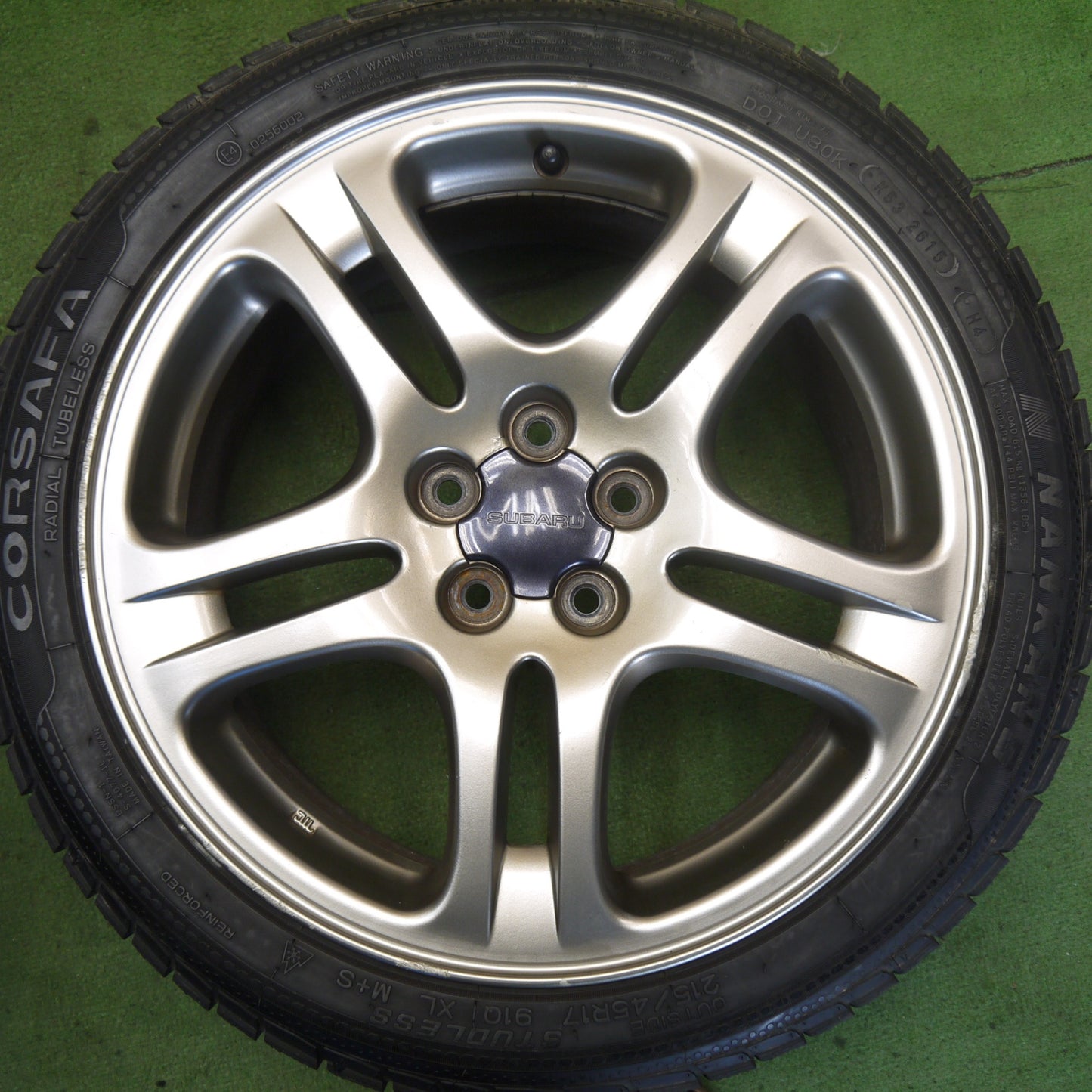 バリ溝！9分◎スバル レガシィ 純正 215/45R17 スタッドレス ナンカン CORSAFA 17インチ PCD100/5H◎6070802Hス