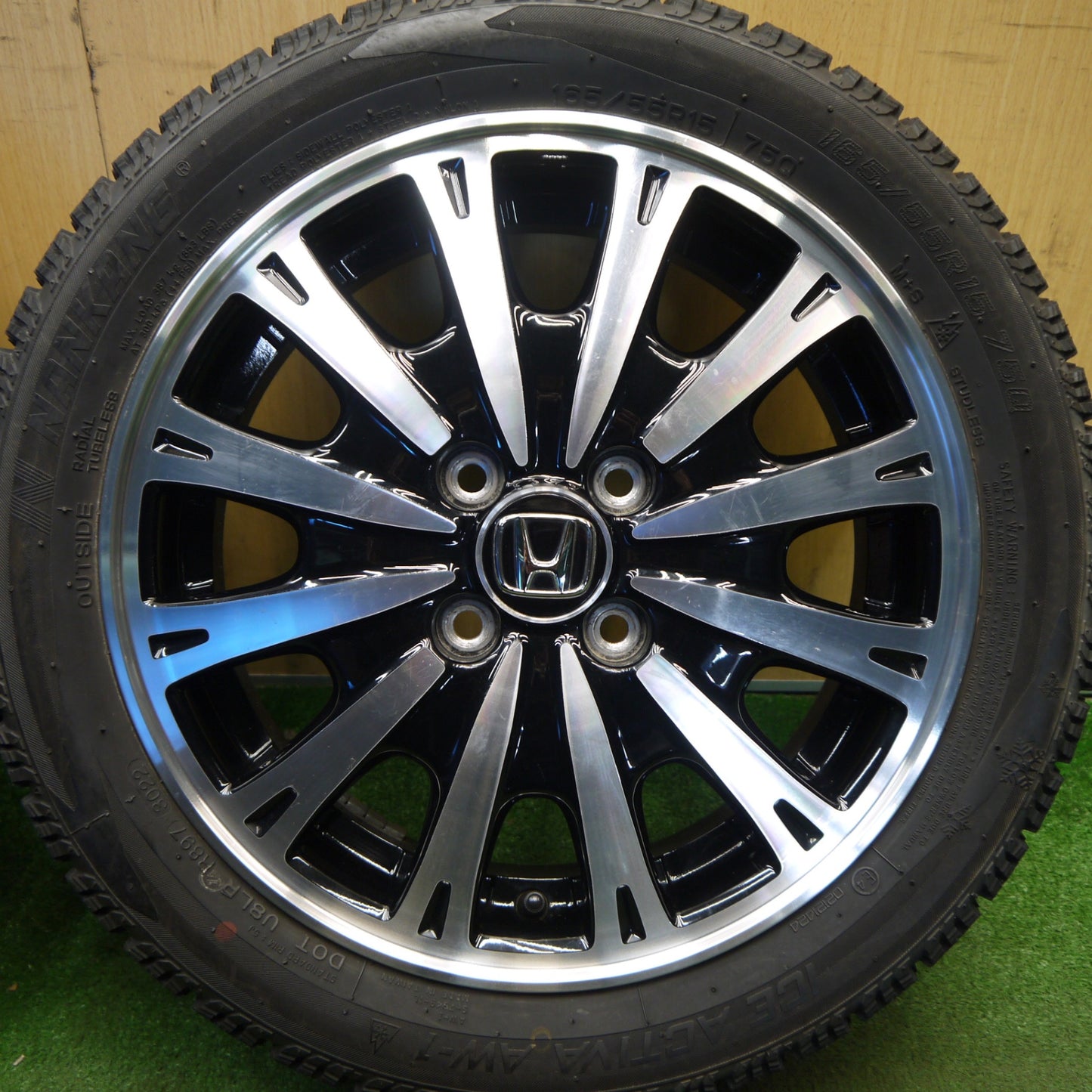 バリ溝！22年！9分★ホンダ N-BOX カスタム 純正 165/55R15 スタッドレス ナンカン アイス アクティバ AW-1 15インチ NBOX PCD100/4H★6032305Hス