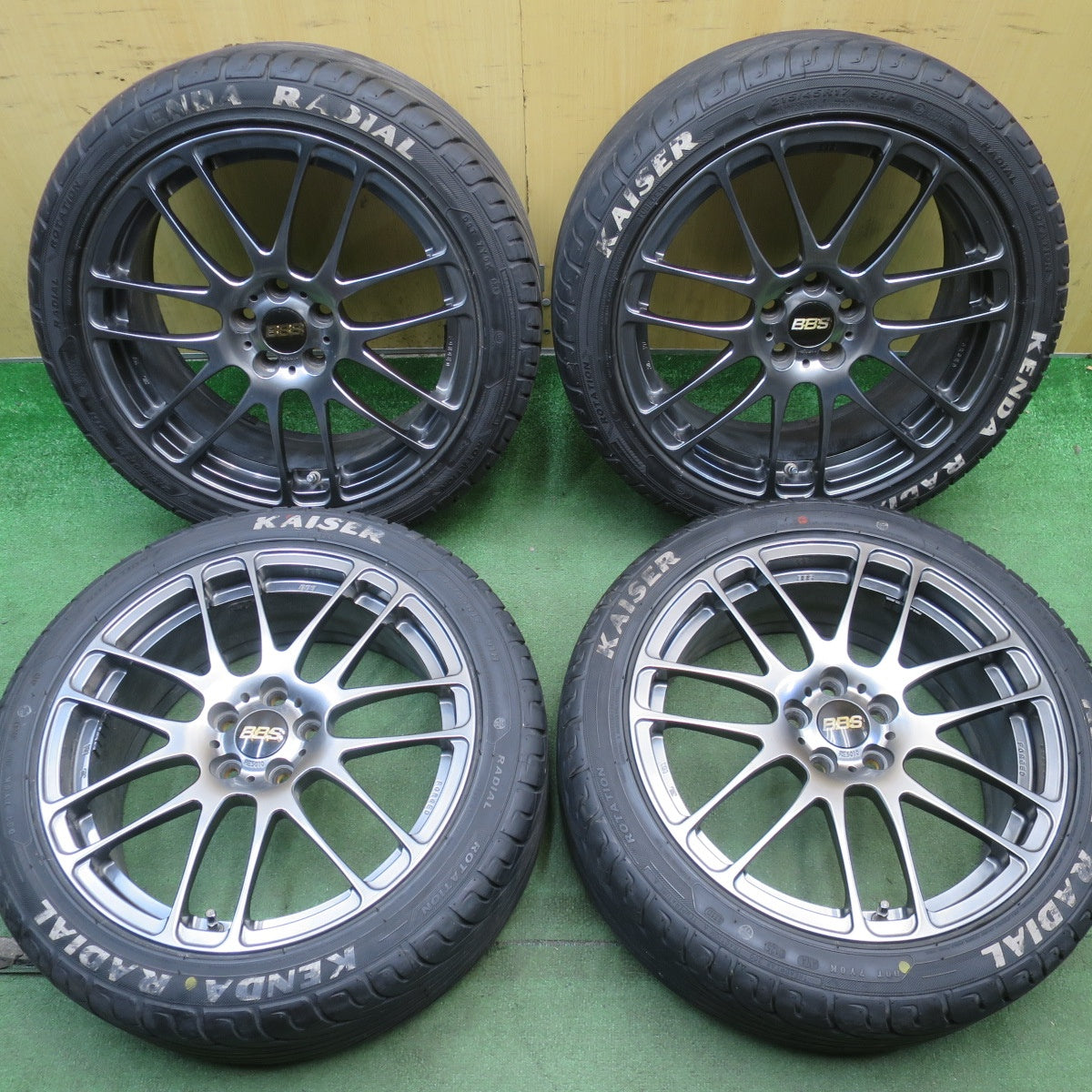 バリ溝！25年！キレイ！9.5分◎86 BRZ 等 BBS RE5010 215/45R17 ケンダ ラジアル カイザー 17インチ PCD100/5H◎6061702NJノ