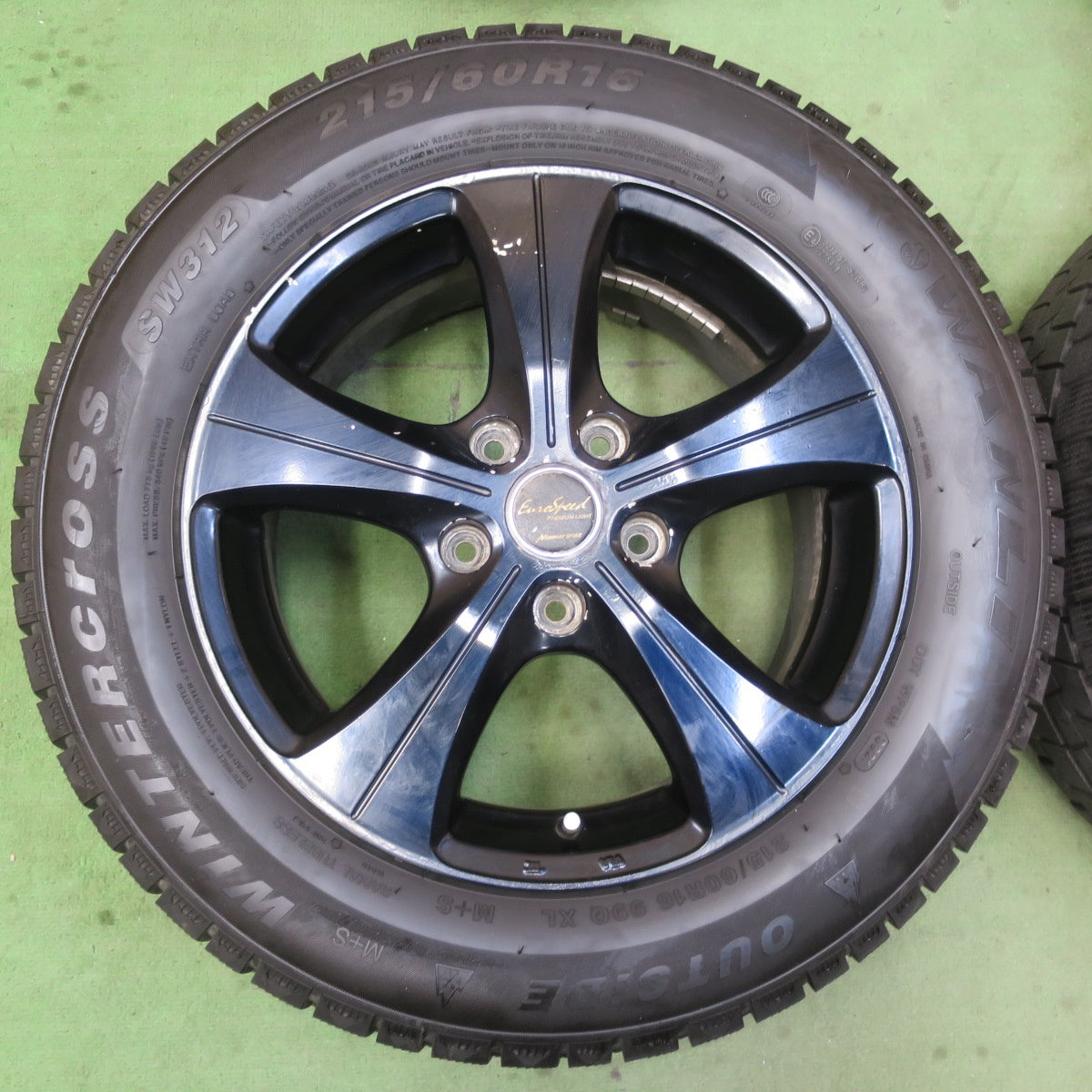 バリ溝！9分★スタッドレス 215/60R16 ワンリ WINTERCross SW312 EuroSpeed MANARAY SPORT ユーロスピード 16インチ PCD114.3/5H★6022307イス