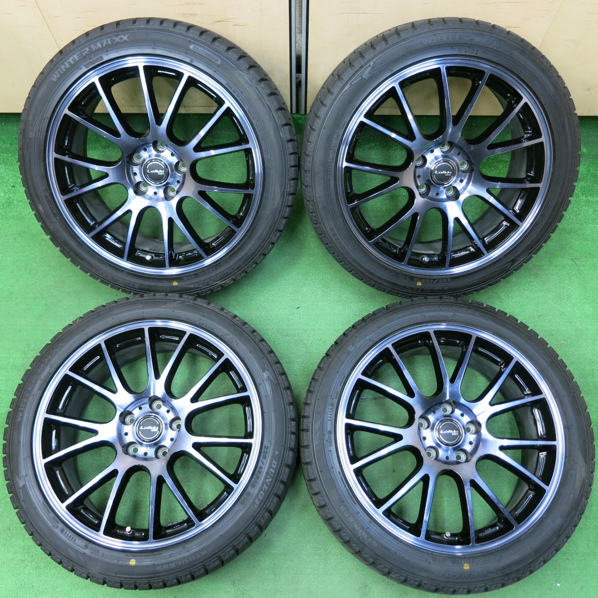 *送料無料* バリ溝！キレイ！9.5分★スタッドレス 225/45R18 ダンロップ ウインターマックス WM02 Lofida XM14 18インチ PCD114.3/5H★4050806イス