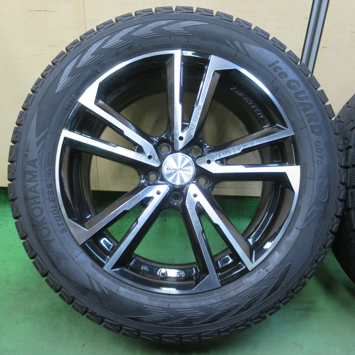 バリ溝！9.5分★アウディ Q3 等 EUROTECH GAYA SOLI 235/55R18 スタッドレス ヨコハマ アイスガード G075 ユーロテック ガヤ ソリ PCD112/5H★5101010イス