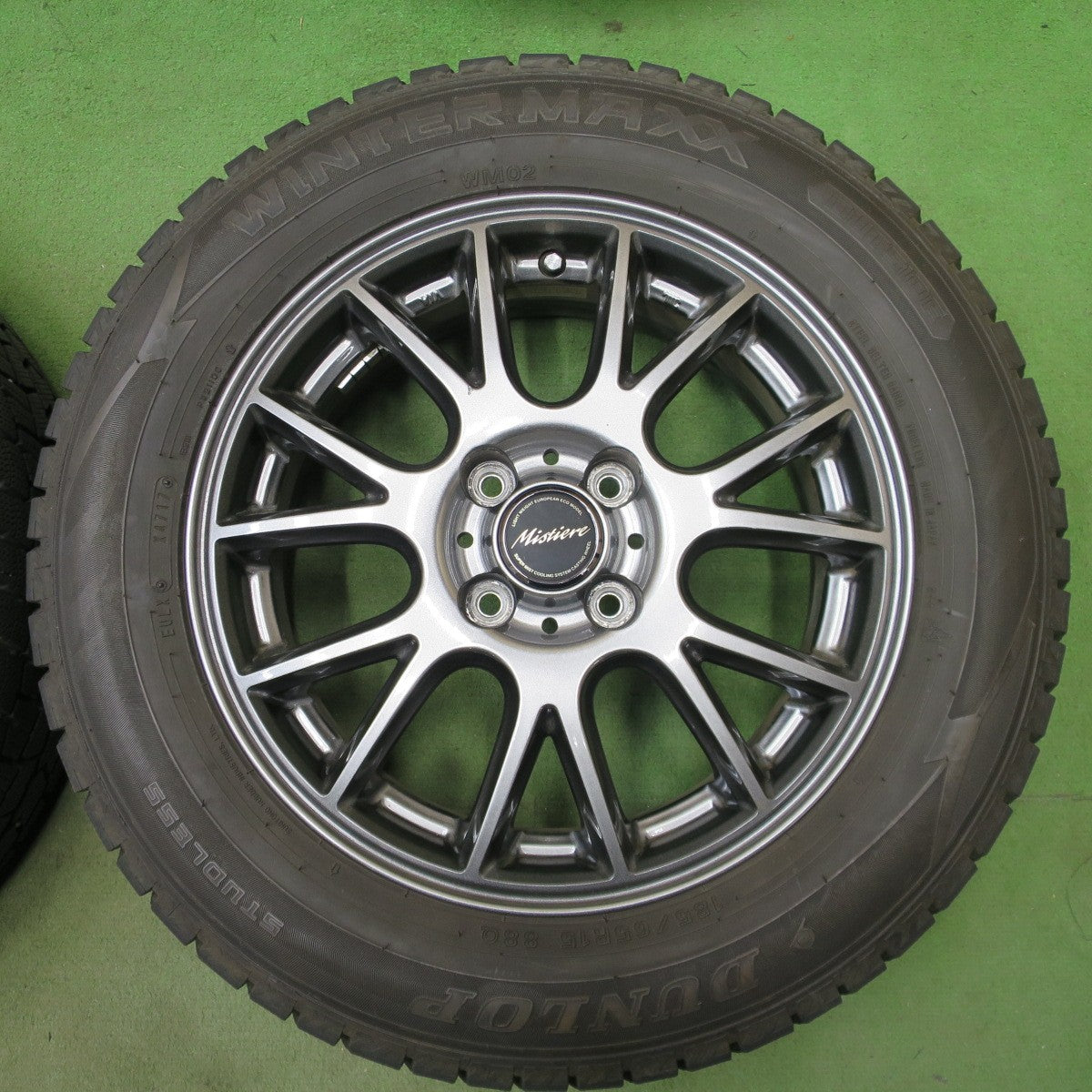 バリ溝！キレイ！9.5分◎スタッドレス 185/65R15 ダンロップ ウインターマックス WM02 Mistiere RB14 ミスティ―レ 15インチ PCD100/4H◎6092802NGス