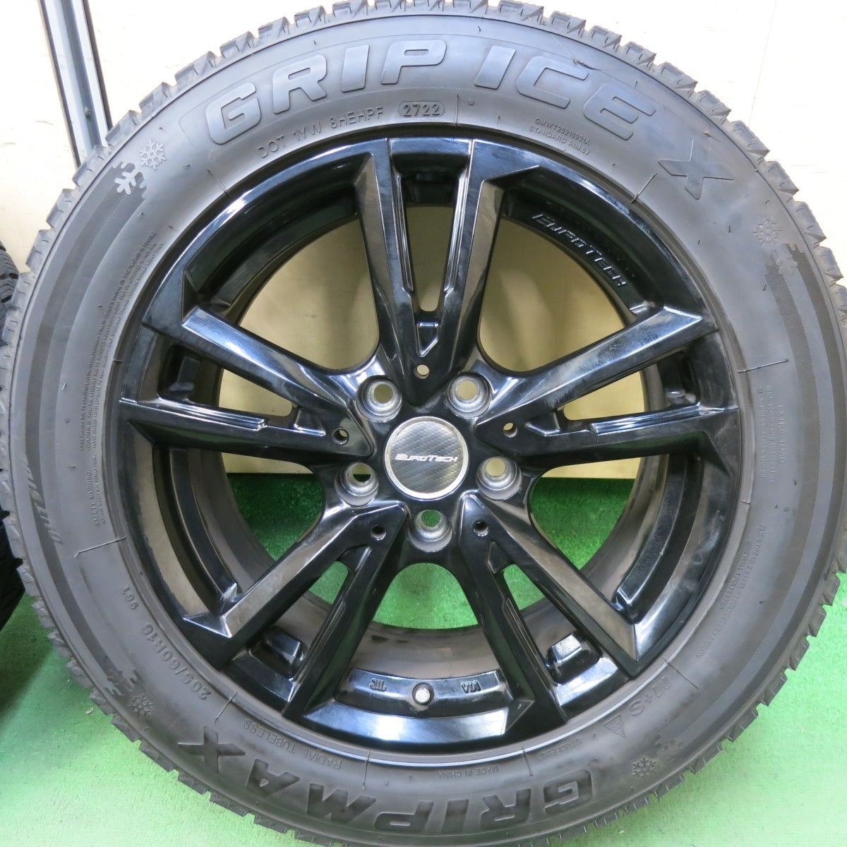 バリ溝！22年！9分★プジョー 308 等 EUROTECH GAYA SOLI 205/60R16 スタッドレス グリップマックス GRIP ICE X ユーロテック ガヤ ソリ PCD108/5H★5082605SKス