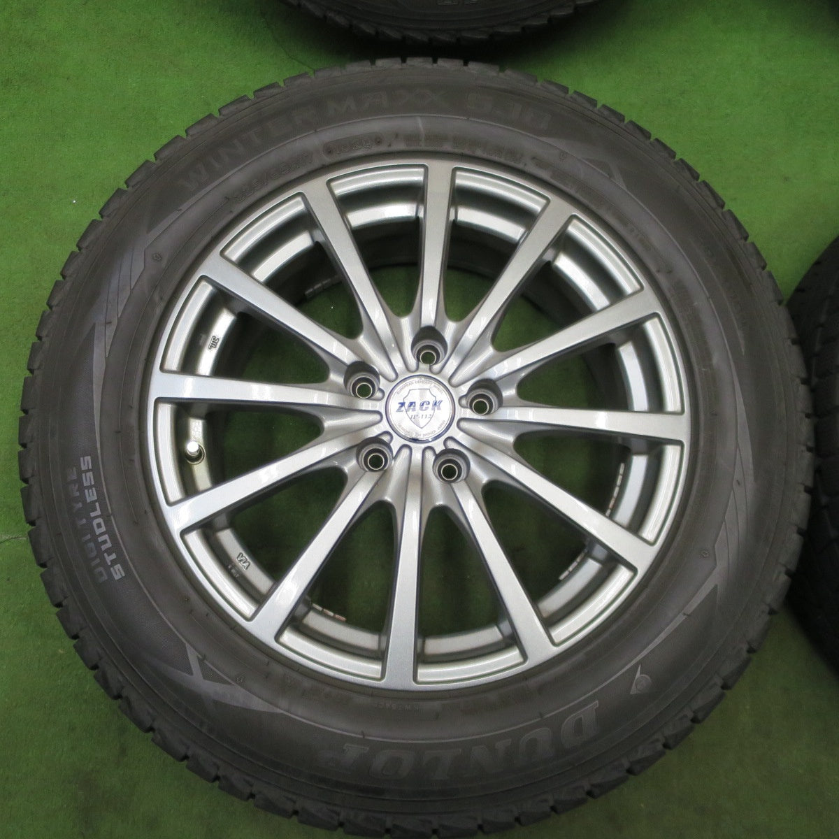 バリ溝！キレイ！9.5分★スタッドレス 225/65R17 ダンロップ ウインターマックス SJ8 ZACK JP-112 MONZA ザック 17インチ PCD114.3/5H★6021404ナス