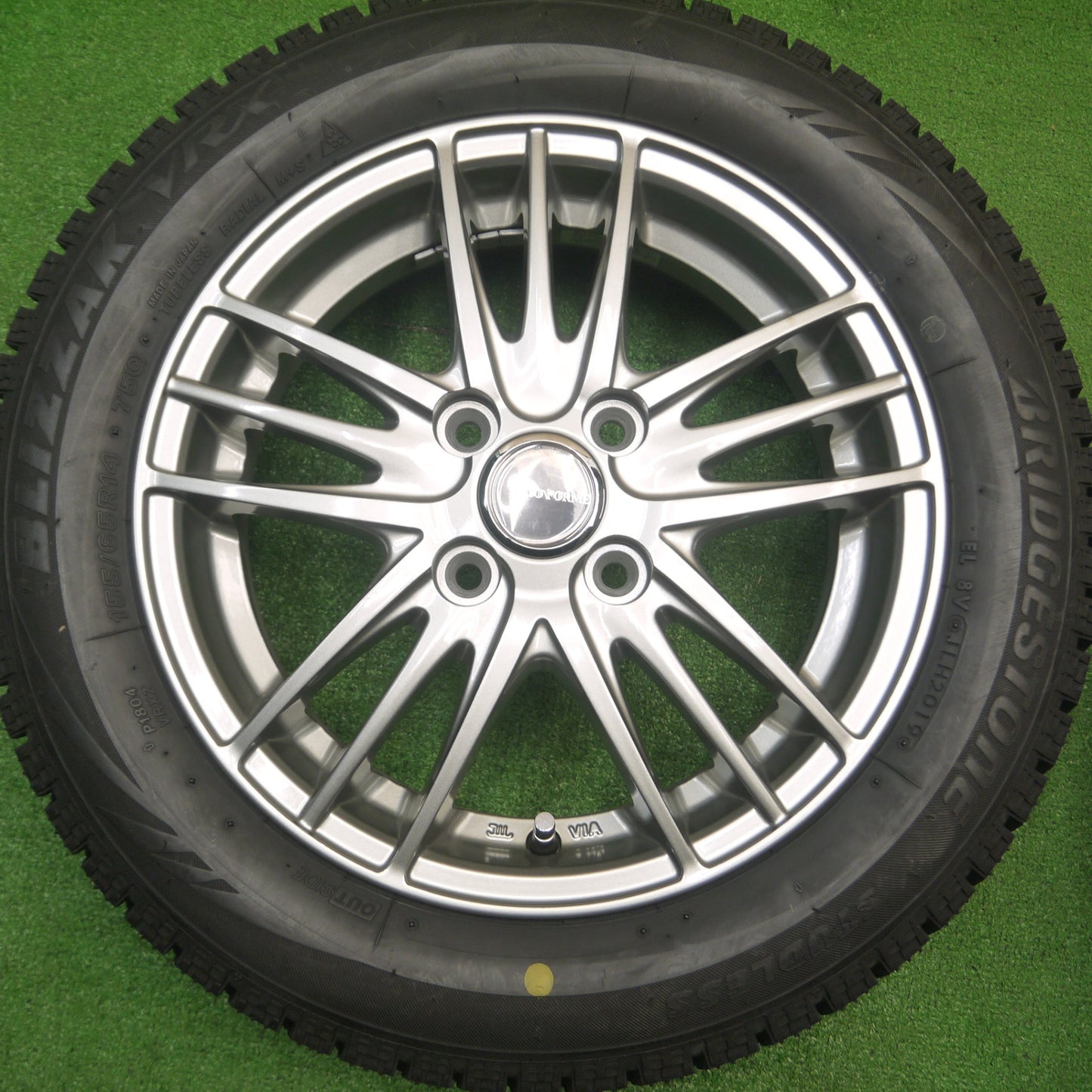 [送料無料] バリ溝！キレイ！ほぼ10分★スタッドレス 155/65R14 ブリヂストン ブリザック VRX ECO FORME エコフォルム 14インチ PCD100/4H★4102901Hス