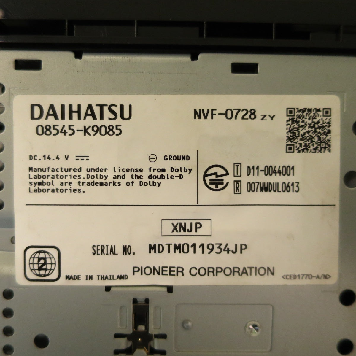 ♪ダイハツ 純正 Pioneer メモリーナビ カー ナビ NMZP-W63D NVF-0728 ZY 08545-K9085 パイオニア フルセグ DVD CD SD Bluetooth対応♪ [送料無料]