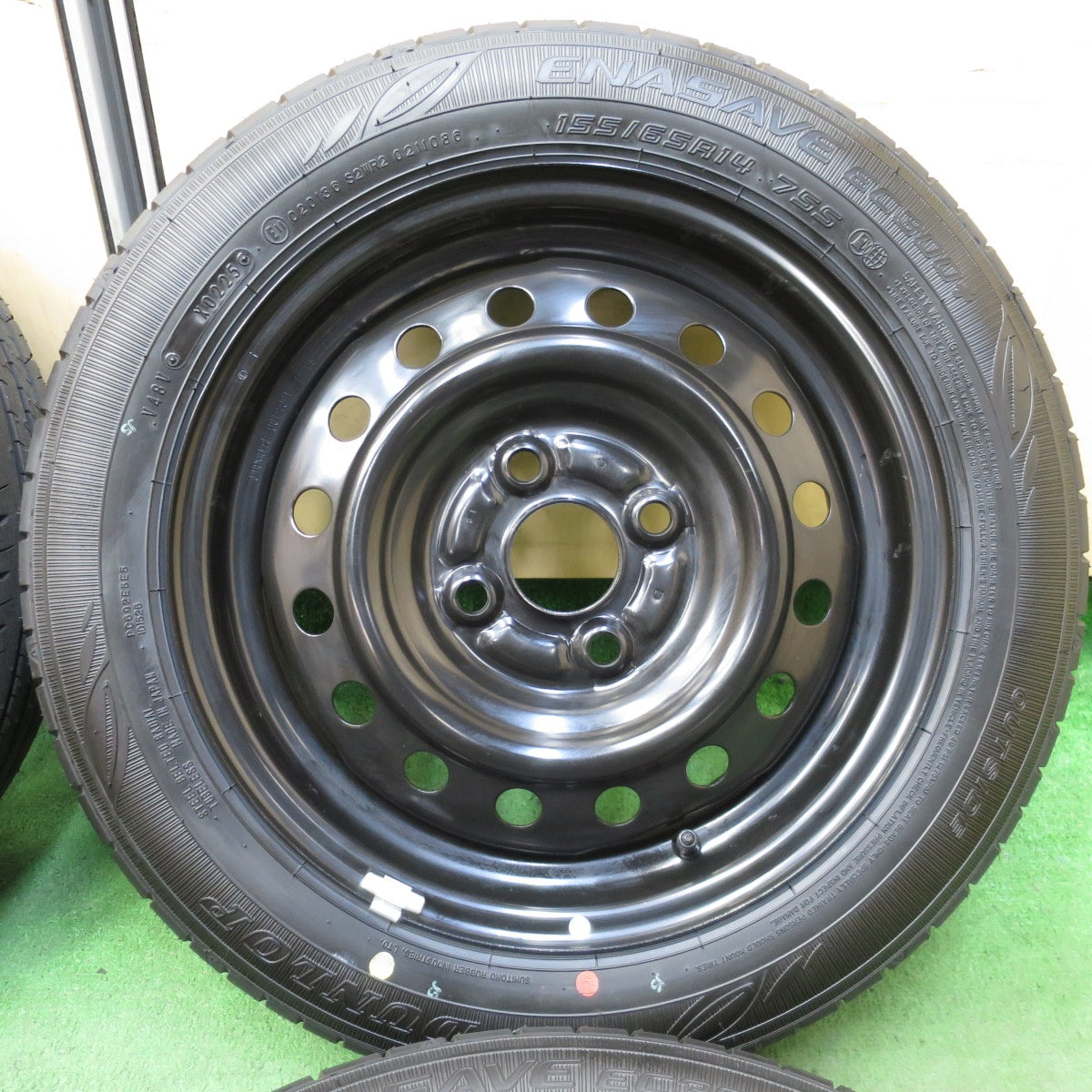 新車外し！25年★ダイハツ ミライース 純正 スチール 155/65R14 ダンロップ エナセーブ EC300+ 14インチ PCD100/4H★5042903AKノ