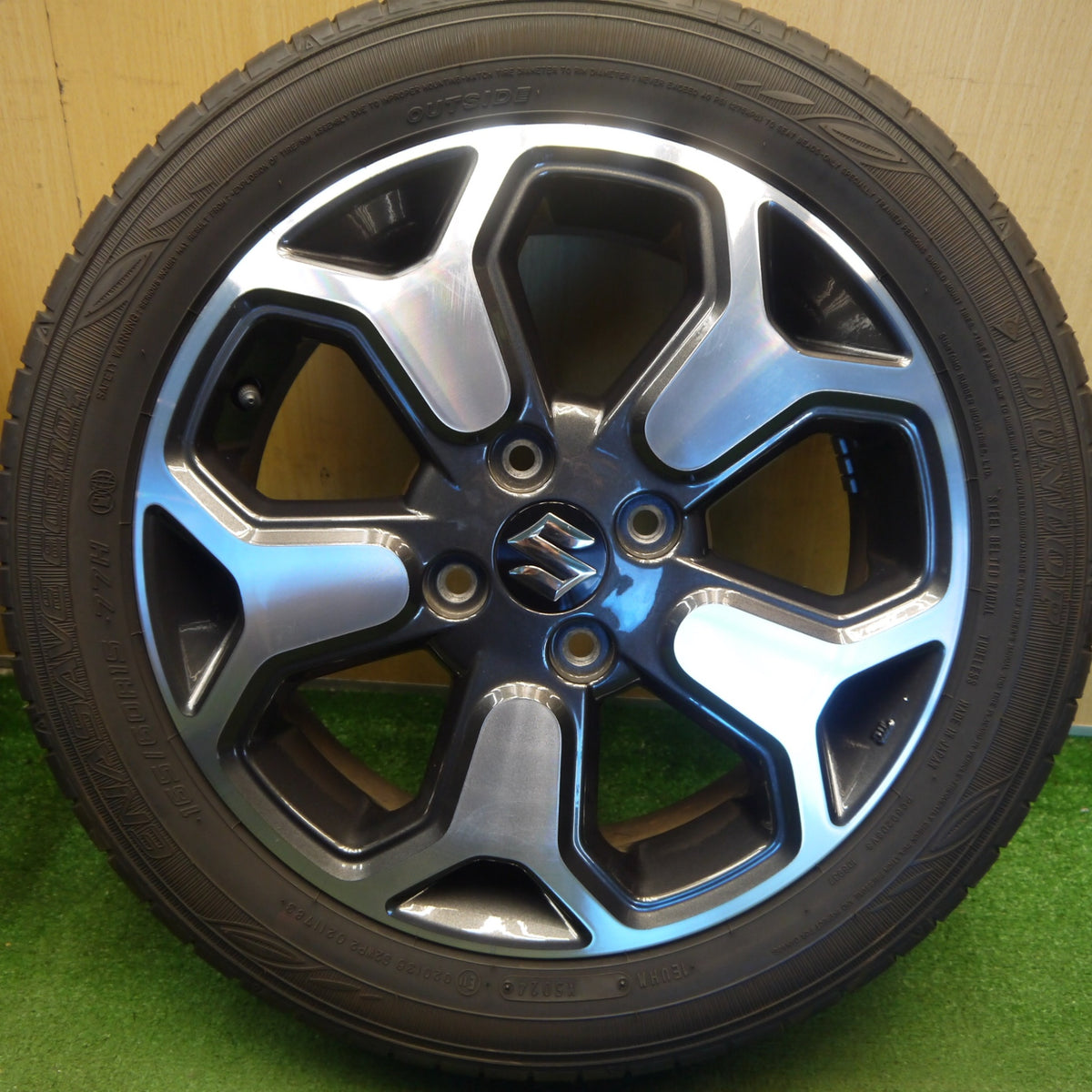 バリ溝！24年！キレイ！9.5分◎スズキ MR52S MR92S ハスラー Jスタイル 純正 165/60R15 ダンロップ エナセーブ EC300+ 15インチ PCD100/4H◎6082405Hノ