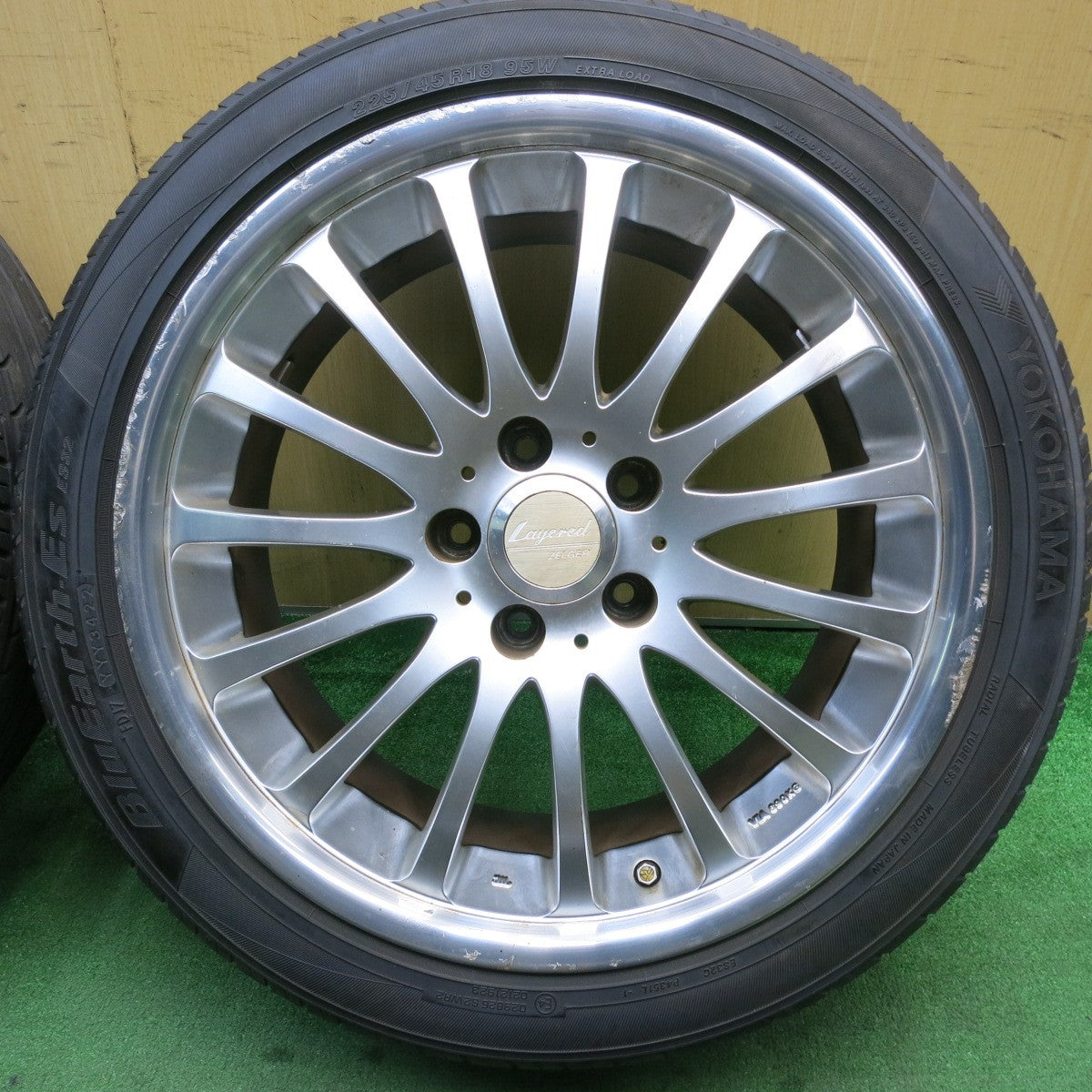 バリ溝！22年！9分★ Layered ZELGER 225/45R18 ヨコハマ BluEarth-ES ES32 レイヤードゼルガー 18インチ PCD114.3/5H★5051303TNノ