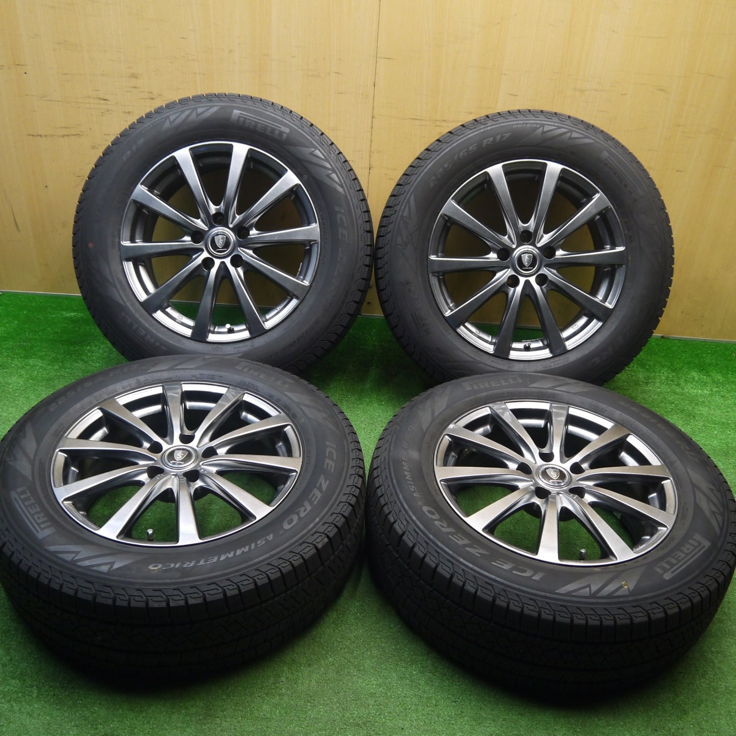 バリ溝！24年！9.5分以上★スタッドレス 225/65R17 ピレリ アイスゼロ アシンメトリコ MANARAY SPORT マナレイ スポーツ 17インチ PCD114.3/5H★5111201Hス