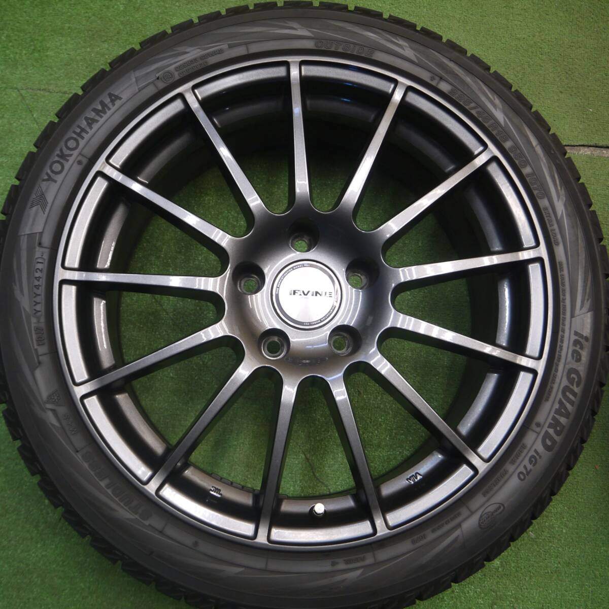 バリ溝！21年！キレイ！9分★BMW 等 IRVINE F01 225/45R18 スタッドレス ヨコハマ アイスガード iG70 アーヴィン 18インチ PCD120/5H★5021202Hス
