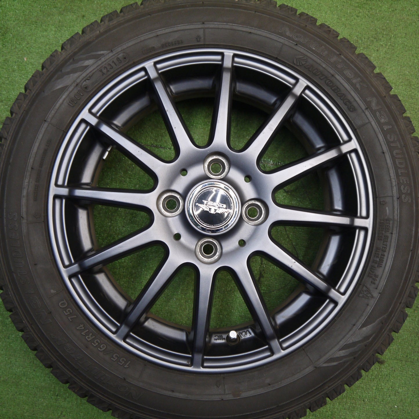 バリ溝！キレイ！9.5分以上★スタッドレス 155/65R14 オートバックス ノーストレック N3i TEAD テッド 14インチ PCD100/4H★5043003Hス