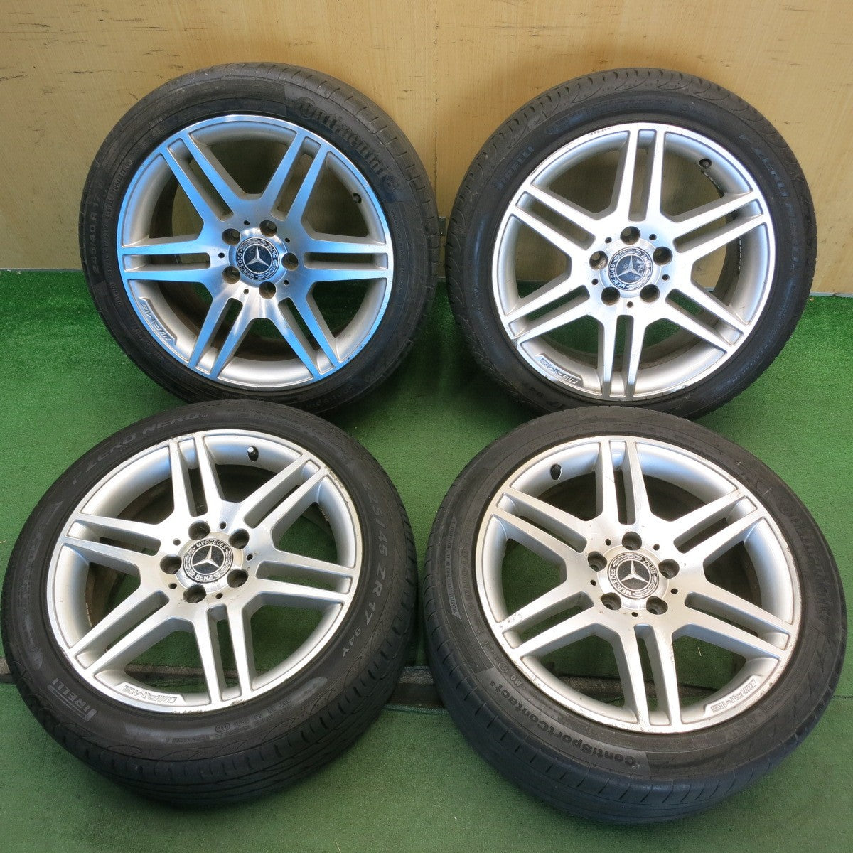 バリ溝！9.5分◎ベンツ Cクラス W204 純正 AMG 225/45R17 245/40R17 ピレリ PZERO NERO GT コンチネンタル コンチスポーツコンタクト5 17インチ PCD112/5H◎6081307HAノ