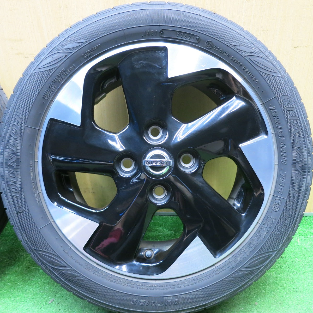 キレイ！21年★日産 ルークス 純正 155/65R14 ダンロップ エナセーブ EC300+ 14インチ PCD100/4H★5062807HAノ