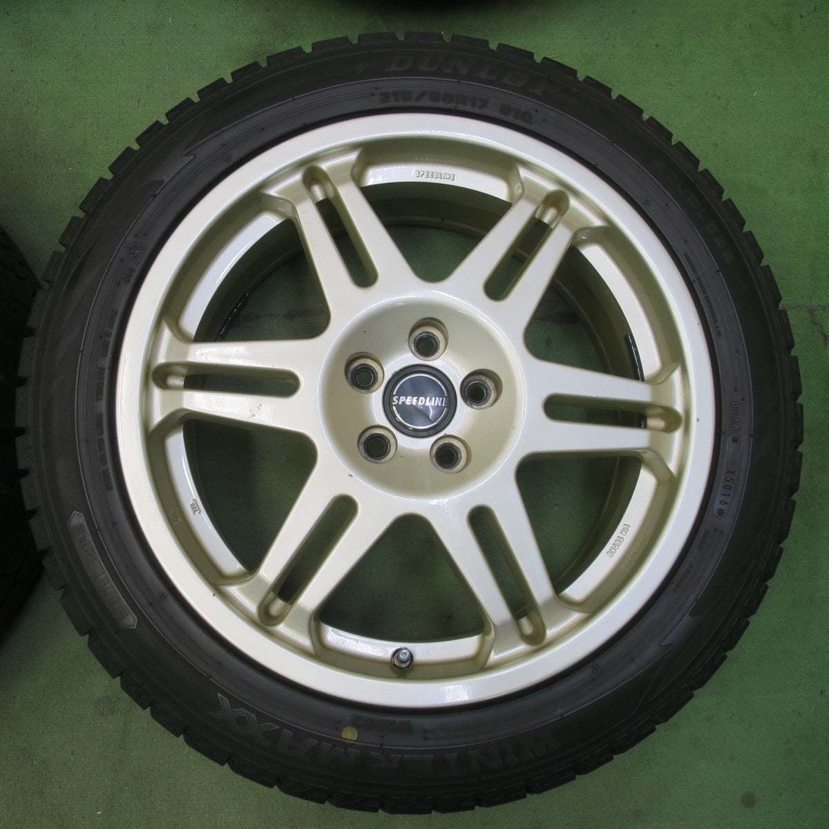 バリ溝！9.5分★インプレッサ 等 215/50R17 スタッドレス ダンロップ ウインターマックス WM02 SPEEDLINE スピードライン 17インチ PCD100/5H★6042005イス