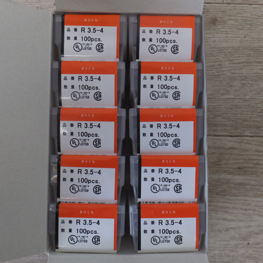 未使用★ニチフ NICHIFU 銅線用 裸圧着端子 丸形 R3.5-4 100pcs×10 1箱★ [送料無料]