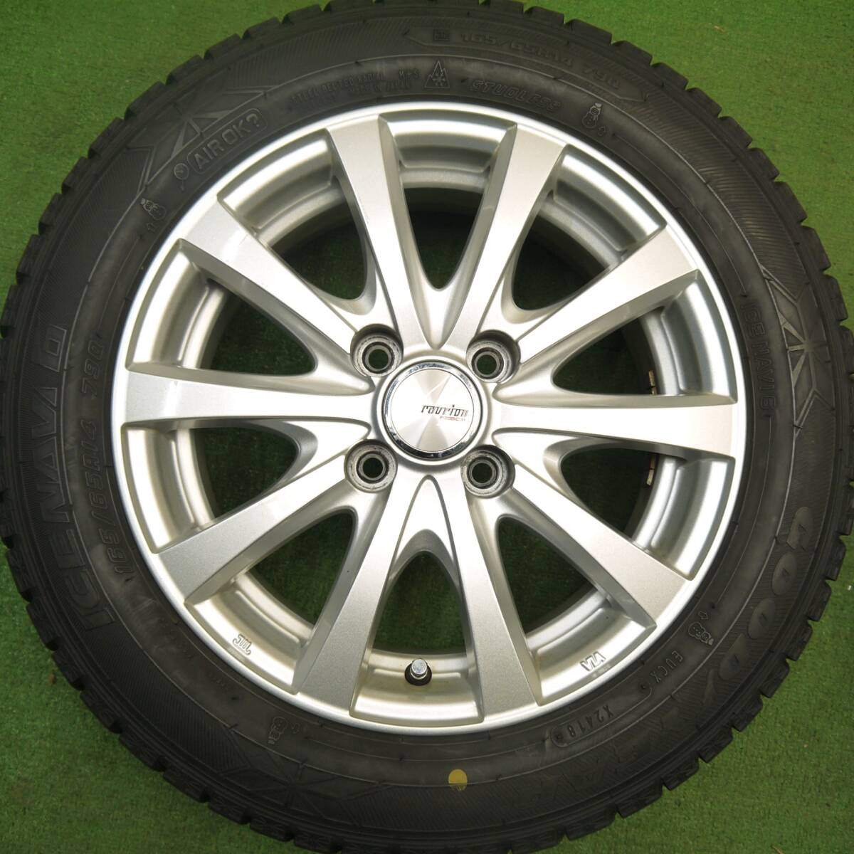 バリ溝！キレイ！8.5分★スタッドレス 165/65R14 グッドイヤー アイスナビ6 ravrion RS01 ラブリオン 14インチ PCD100/4H★5040401Hス