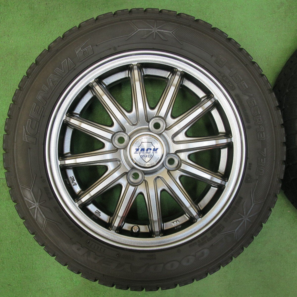 キレイ★スタッドレス 155/65R13 グッドイヤー アイスナビ6 ZACK JP-812 MONZA ザック 13インチ PCD100/4H★4121203イス