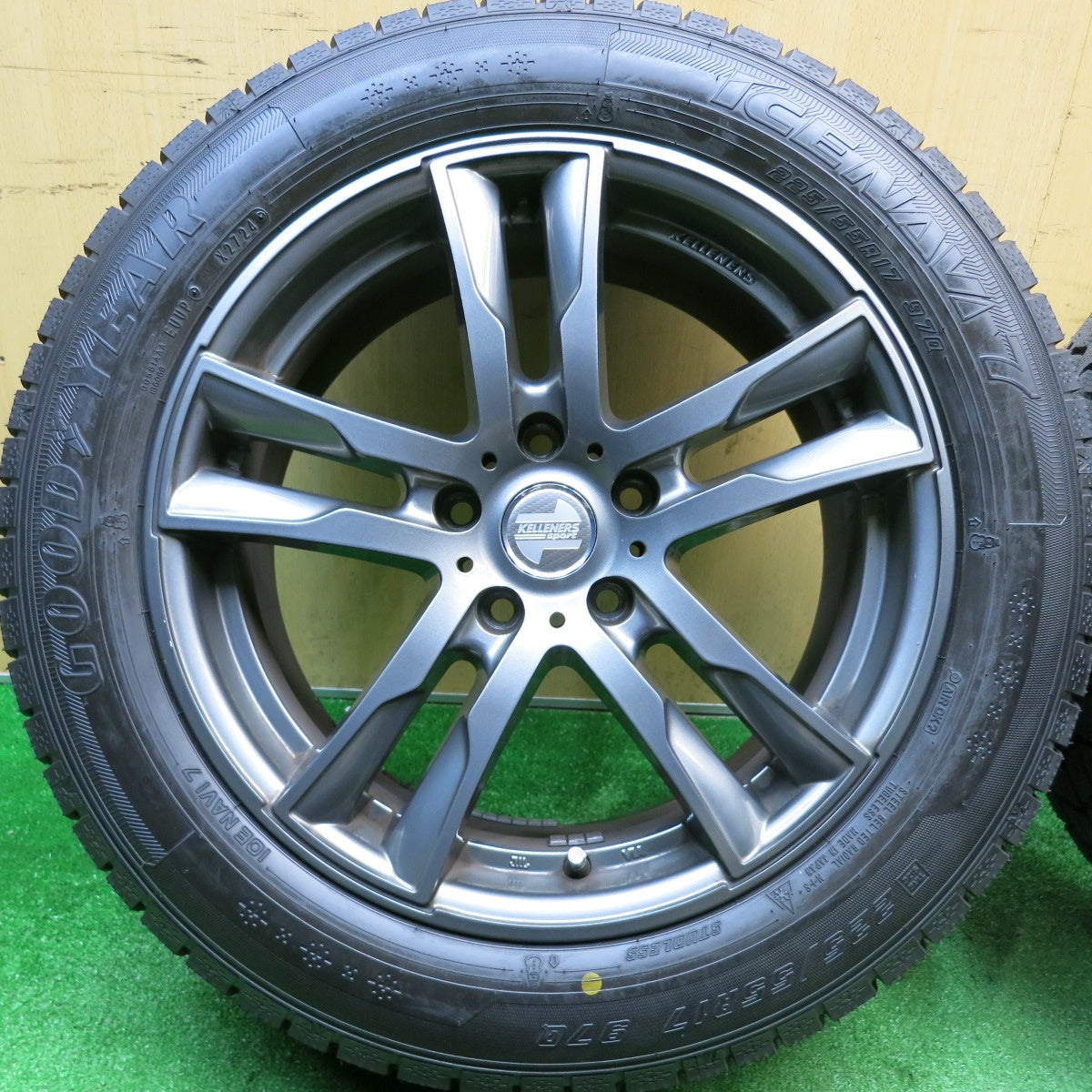 ほぼ未使用！24年！キレイ★BMW 等 KELLENERS Sport 225/55R17 スタッドレス グッドイヤー アイスナビ7 ケレナーズ スポーツ 17インチ PCD112/5H★5120614HAス