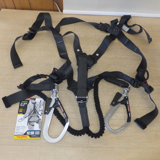 [送料無料] キレイ★タジマ Tajima ハーネス GS M 黒 蛇腹 ダブル L2 セット A1GSMJR-WL2BK　使用可能質量 100kg以下★