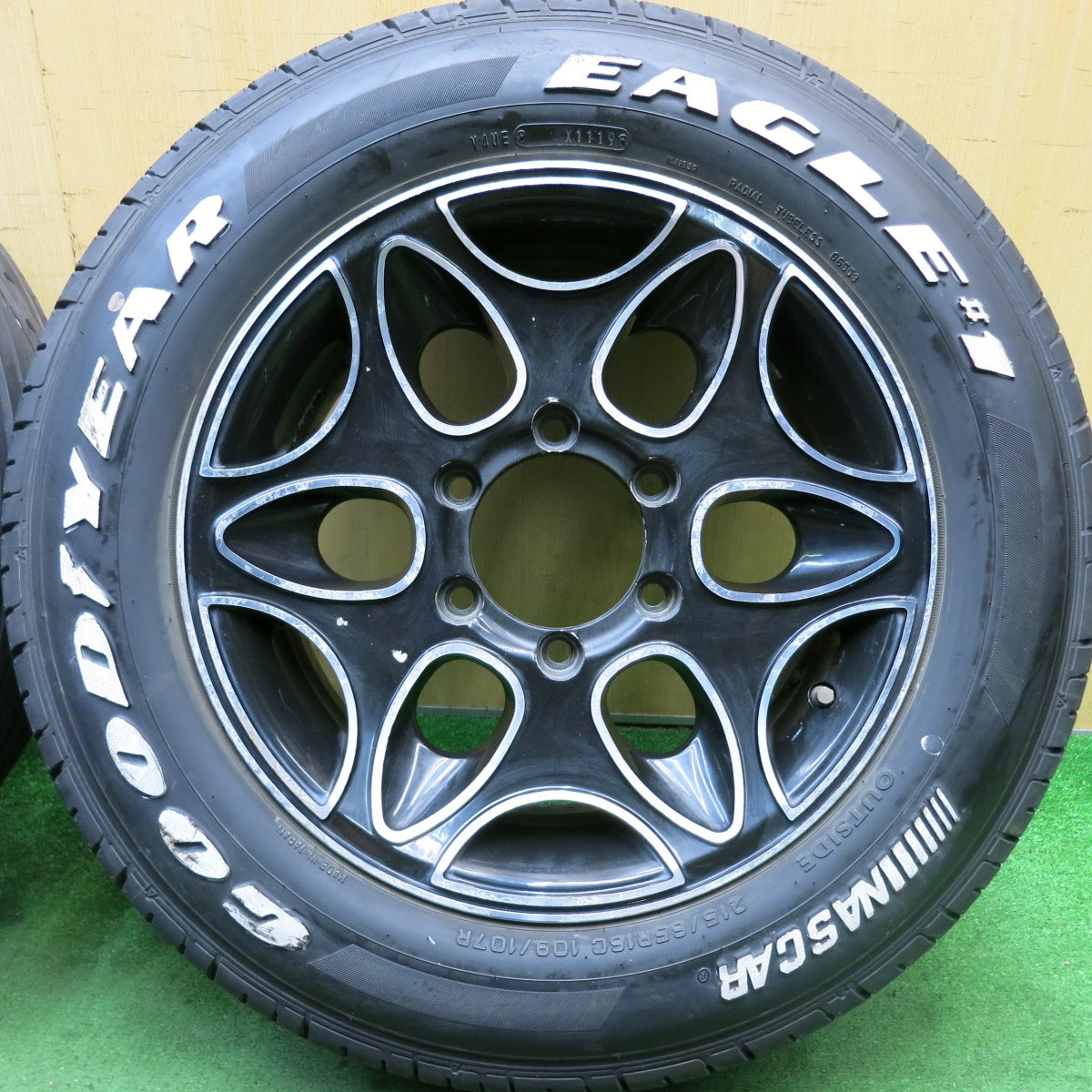 バリ溝！9.5分★ハイエース 等デイトナ ユーロ RS-6 215/65R16C 109/107R グッドイヤー イーグル #1 ナスカー ホワイトレター  PCD139.7/6H★5072004HAノ