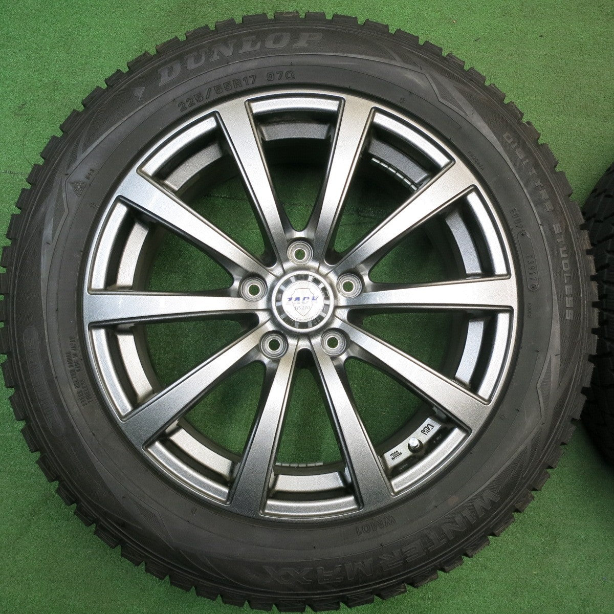 超バリ溝！キレイ！9.5分以上★スタッドレス 225/55R17 ダンロップ ウインターマックス WM01 ZACK JP-110 MONZA ザック 17インチ PCD114.3/5H★5042803NJス