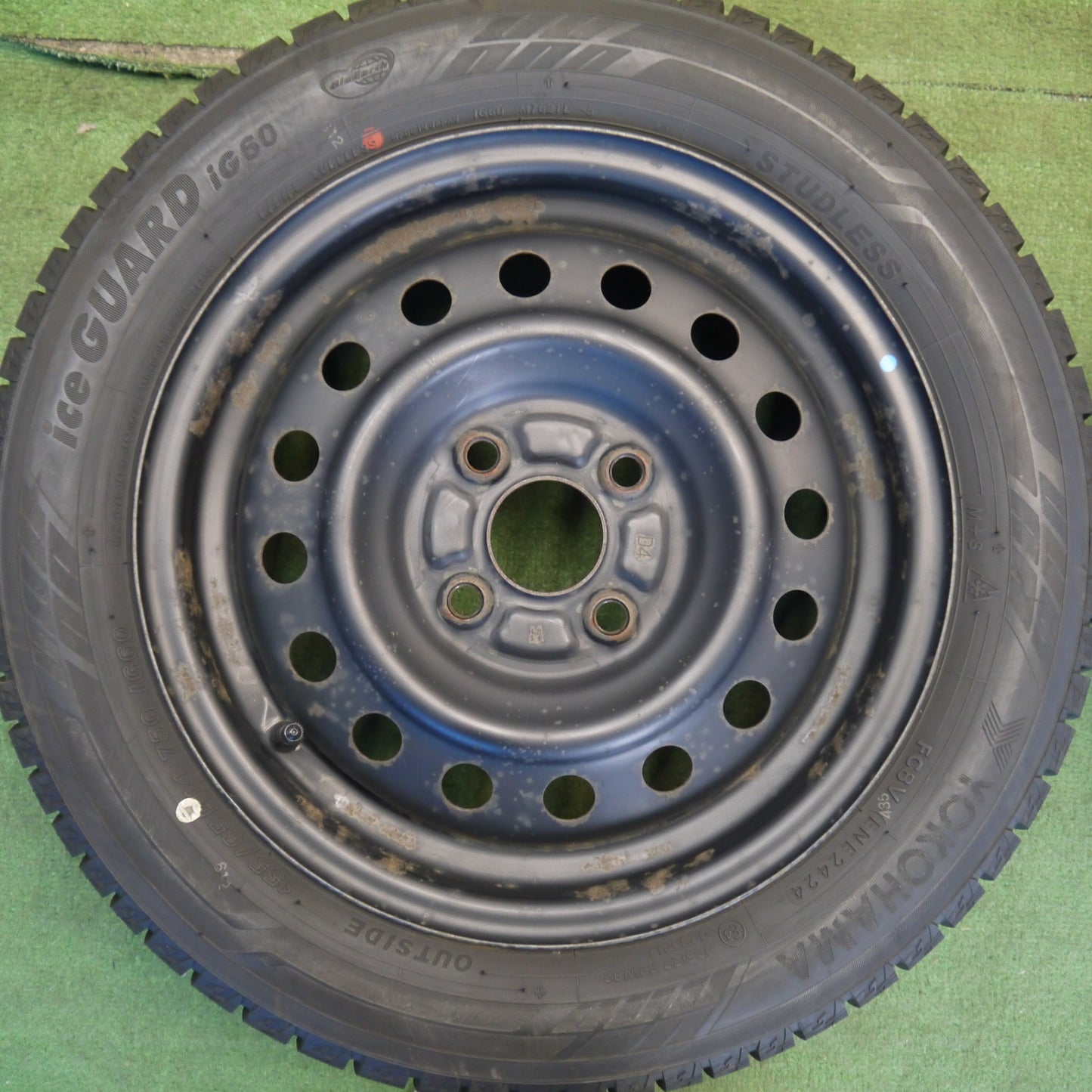 バリ溝！24年！9.5分以上★スタッドレス 155/65R14 ヨコハマ アイスガード iG60 スチール ホイール 14インチ PCD100/4H★6041406Hス
