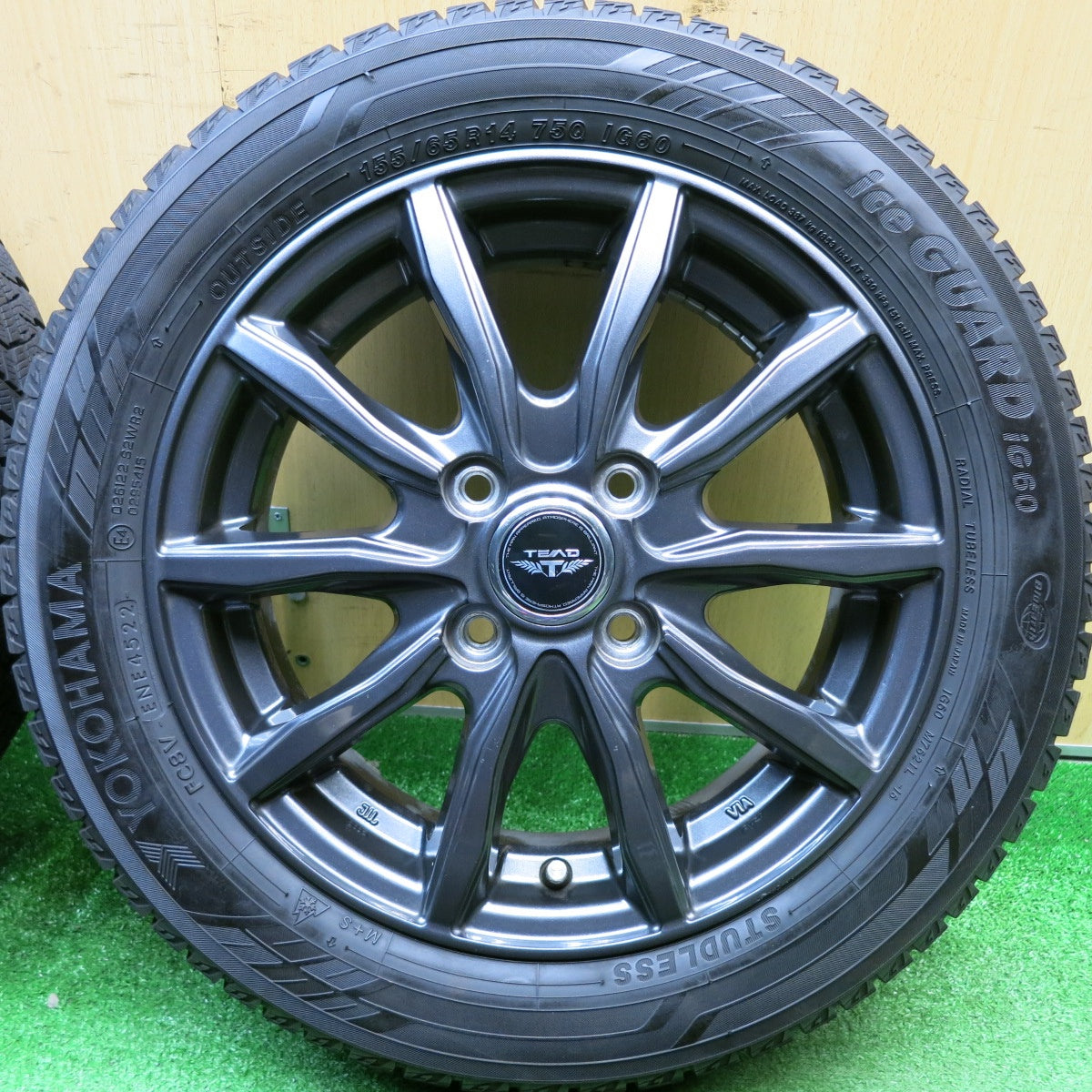 バリ溝！22年！キレイ！9.5分★スタッドレス 155/65R14 ヨコハマ アイスガード iG60 TEAD テッド 14インチ PCD100/4H★5121413HAス