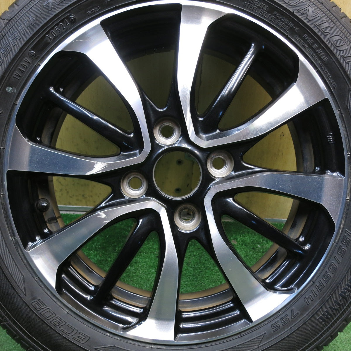 ほぼ未使用！24年！1本◎ホンダ N-BOX 純正 155/65R14 ダンロップ EC202 14インチ Nボックス NBOX PCD100/4H◎6080501KKノ