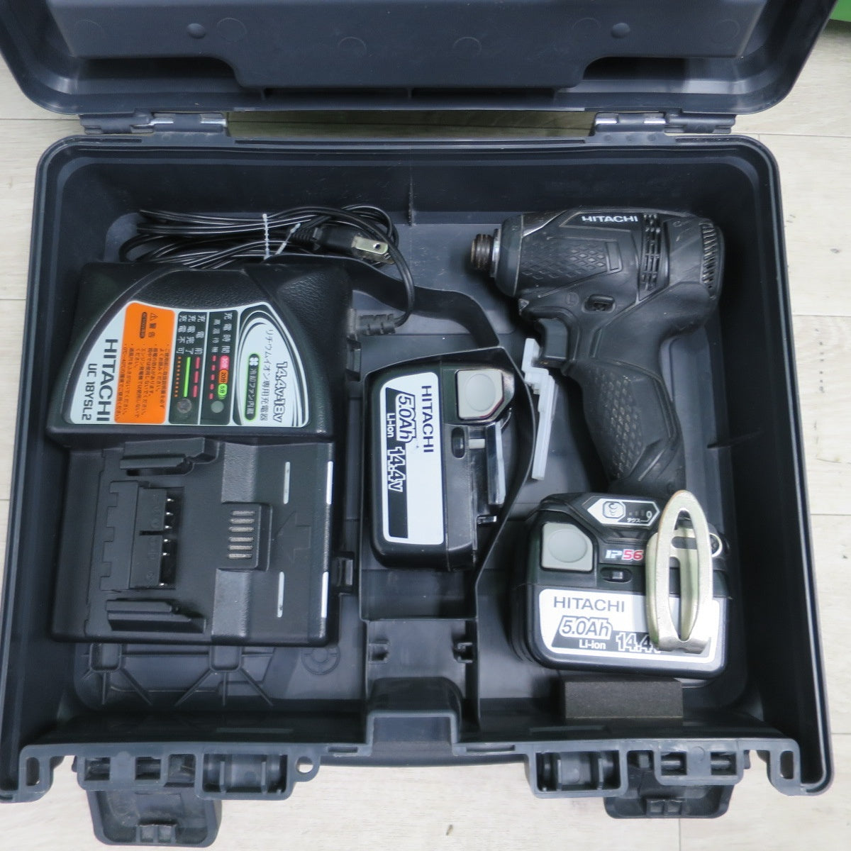 [送料無料] バッテリー2個☆日立工機 コードレス インパクト ドライバ 14.4V WH14DDL 充電器 ケース付き 電動 工具☆