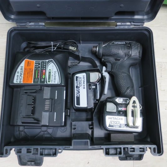 [送料無料] バッテリー2個☆日立工機 コードレス インパクト ドライバ 14.4V WH14DDL 充電器 ケース付き 電動 工具☆