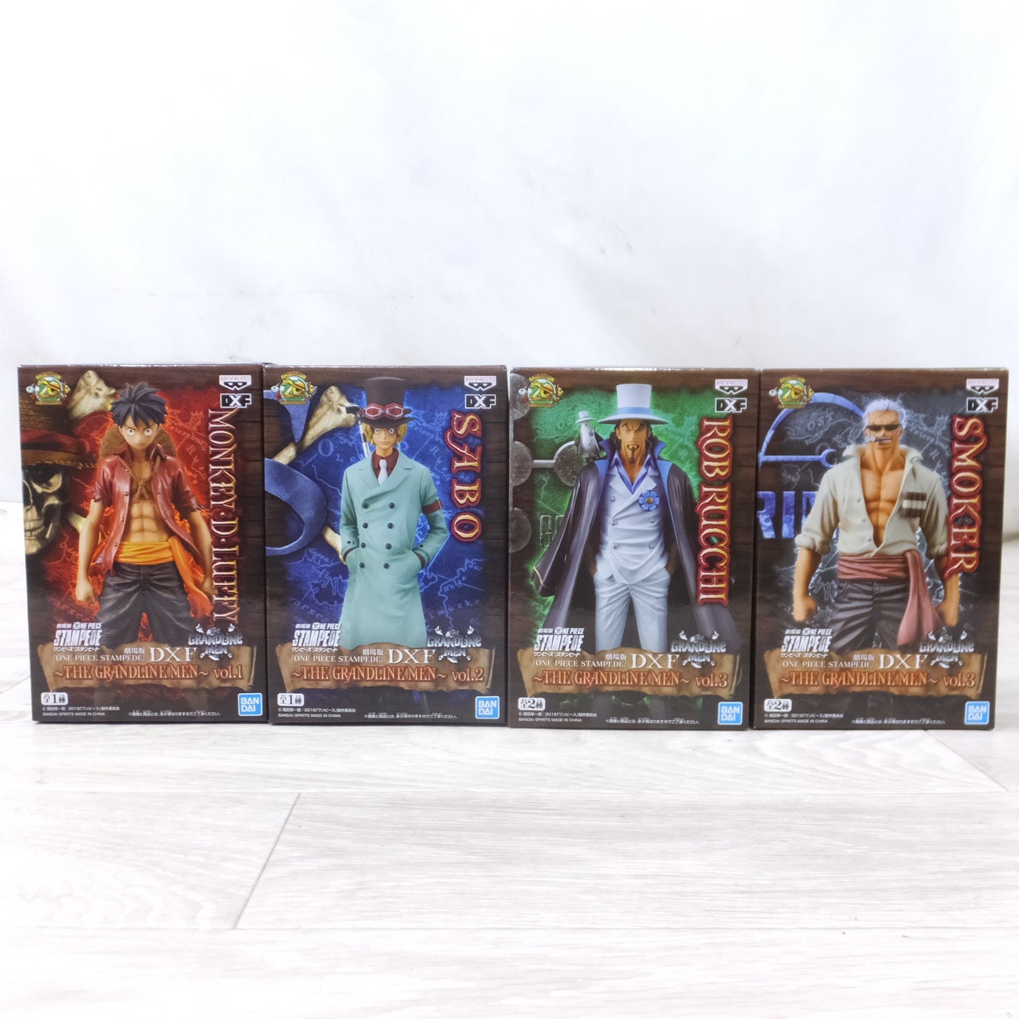 [送料無料] 未使用！8個セット◆バンダイ ワンピース フィギュア スタンピード DXF THE GRANDLINE MEN ルフィ ルッチ サボ スモーカー クロコダイル 他 vol.1 2 3 4 5 6◆