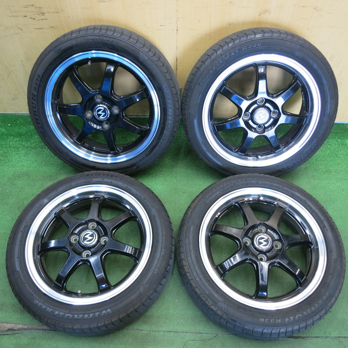 キレイ！24年★165/55R15 ウィンラン R330 S-HOLD 社外 アルミ 15インチ 軽サイズ N-BOX タント 等 PCD100/4H★6060406HAノ