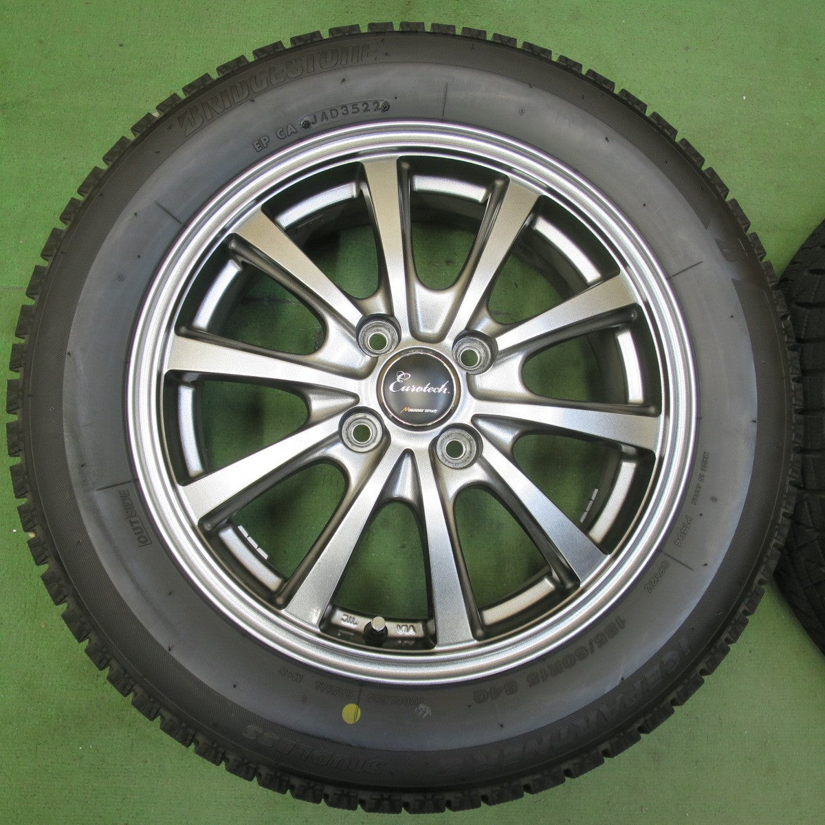 バリ溝！22年！キレイ！9.5分★スタッドレス 185/60R15 ブリヂストン アイスパートナー2 EuroTech MANARAY SPORT ユーロテック マナレイ 15インチ PCD100/4H★5101407イス